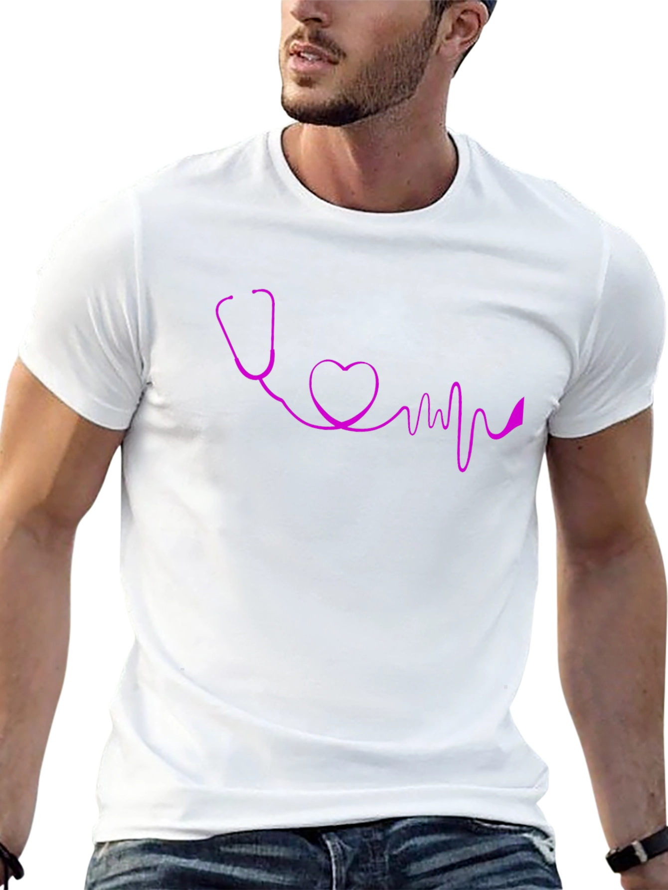 Stethoscope Heartbeat Graphic T-Shirt - Stylish Medical Apparel