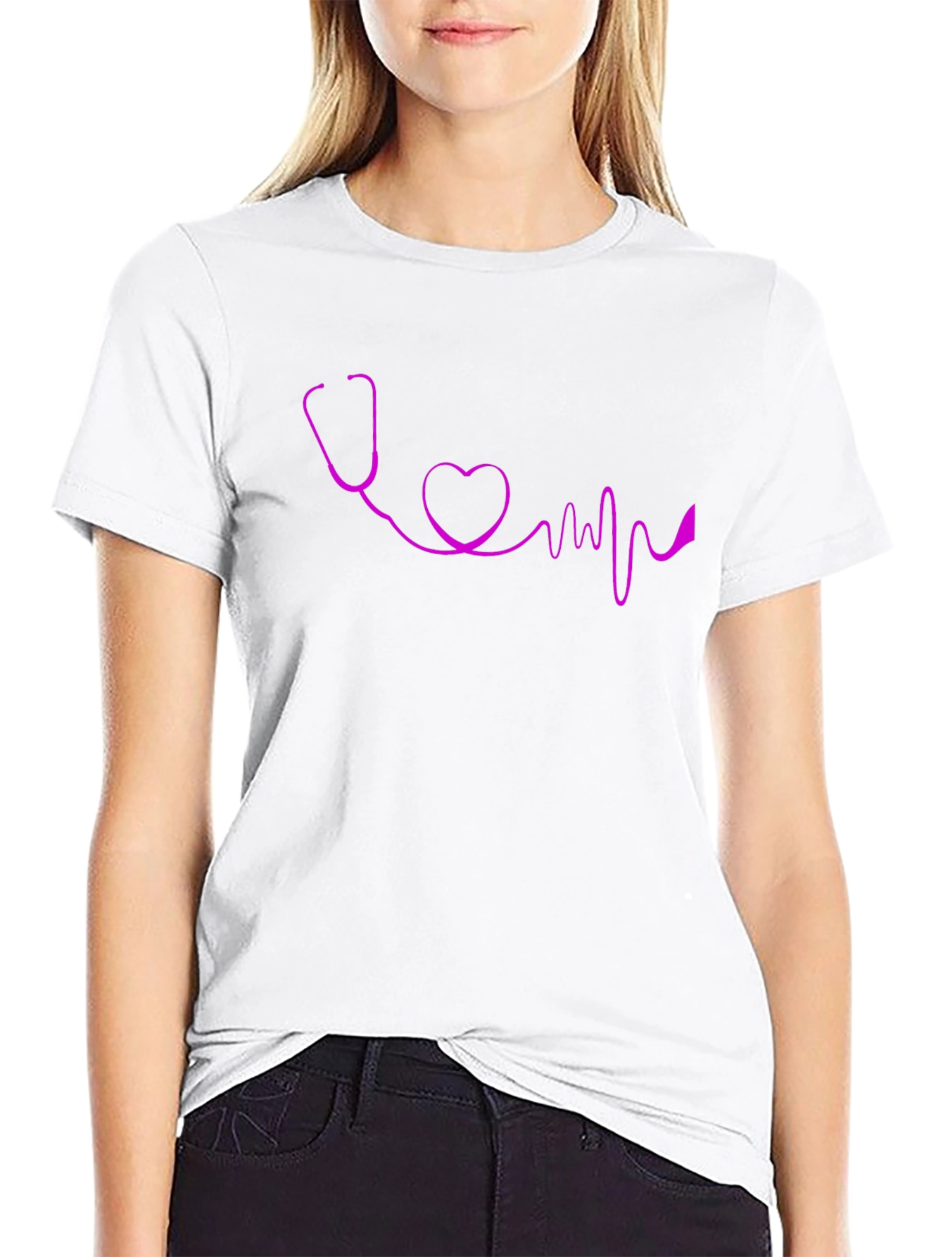Stethoscope Heartbeat Graphic T-Shirt - Stylish Medical Apparel