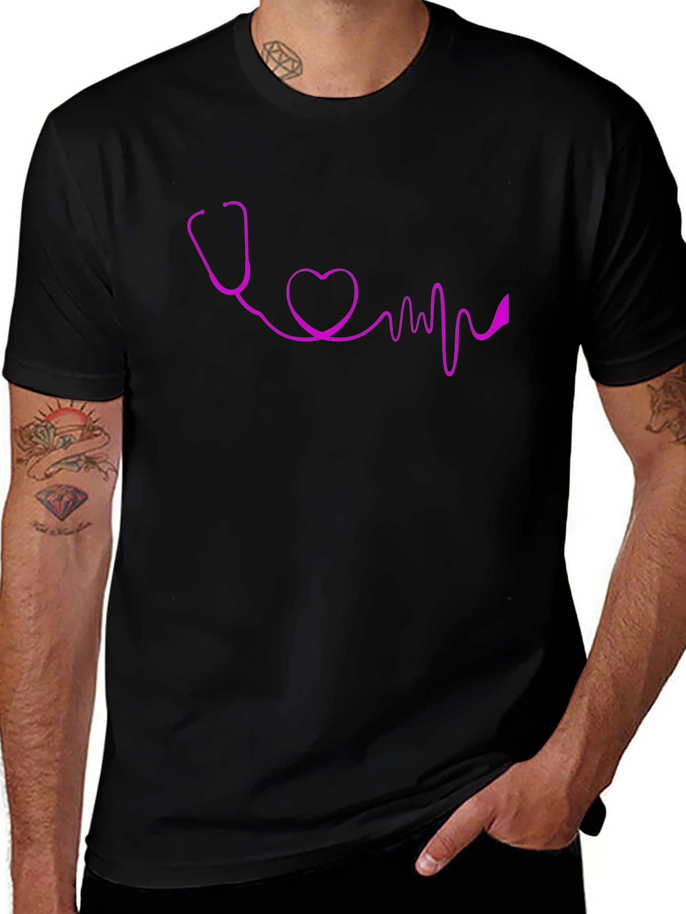 Stethoscope Heartbeat Graphic T-Shirt - Stylish Medical Apparel