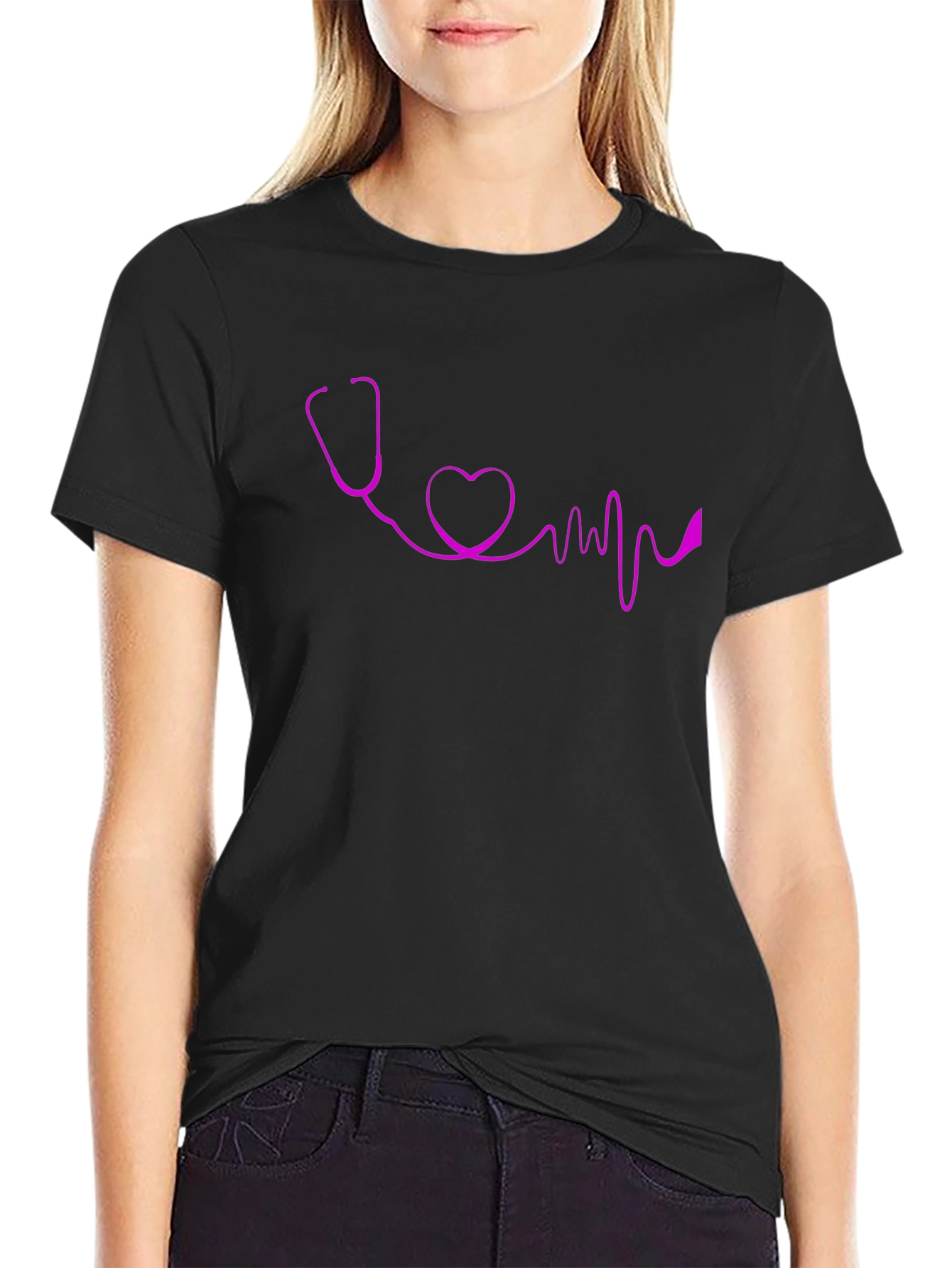 Stethoscope Heartbeat Graphic T-Shirt - Stylish Medical Apparel