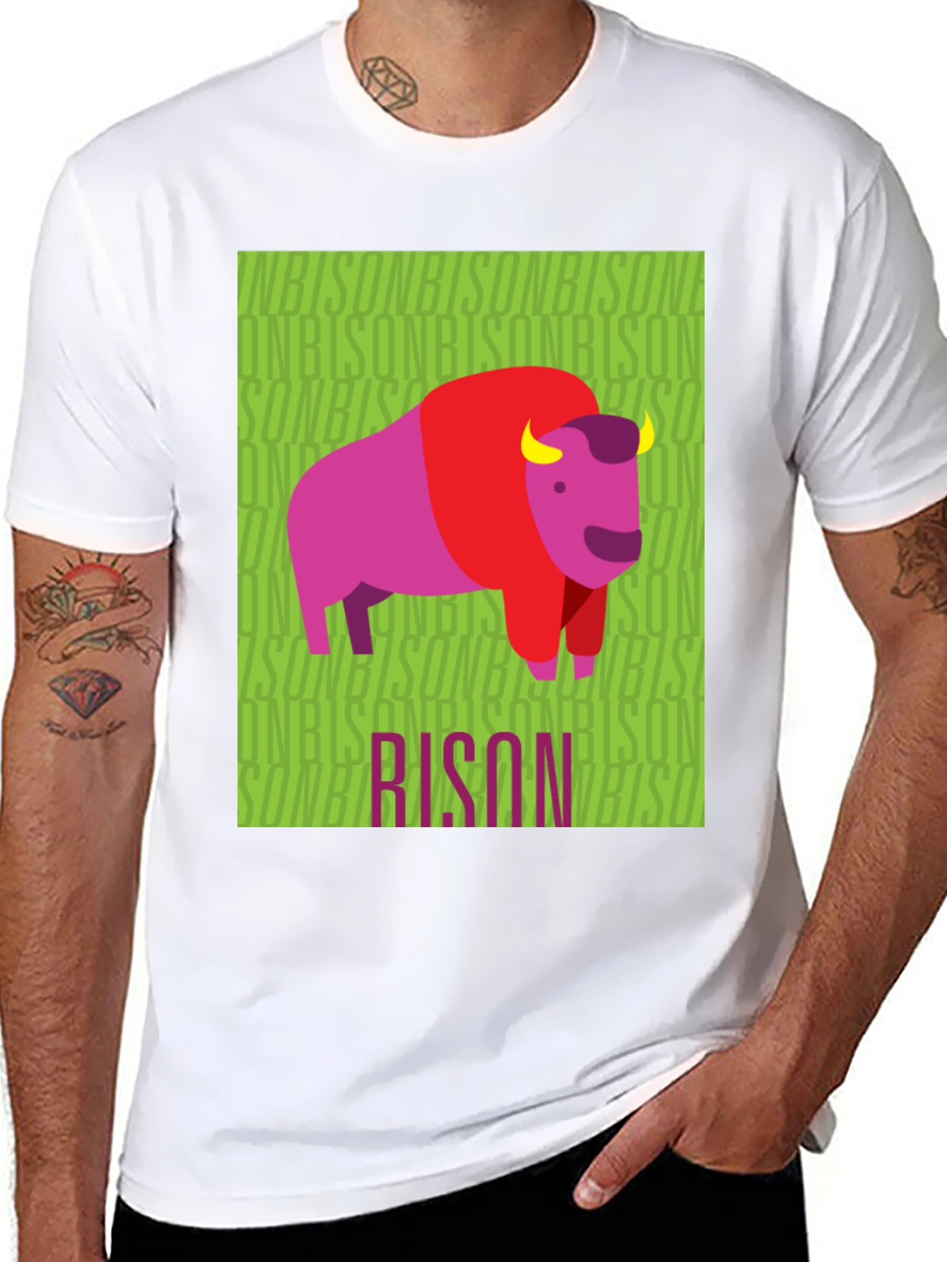 Bison Graphic Tee - Quirky Animal Print Shirt