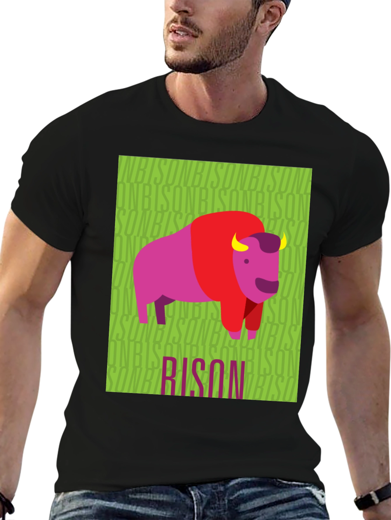 Bison Graphic Tee - Quirky Animal Print Shirt