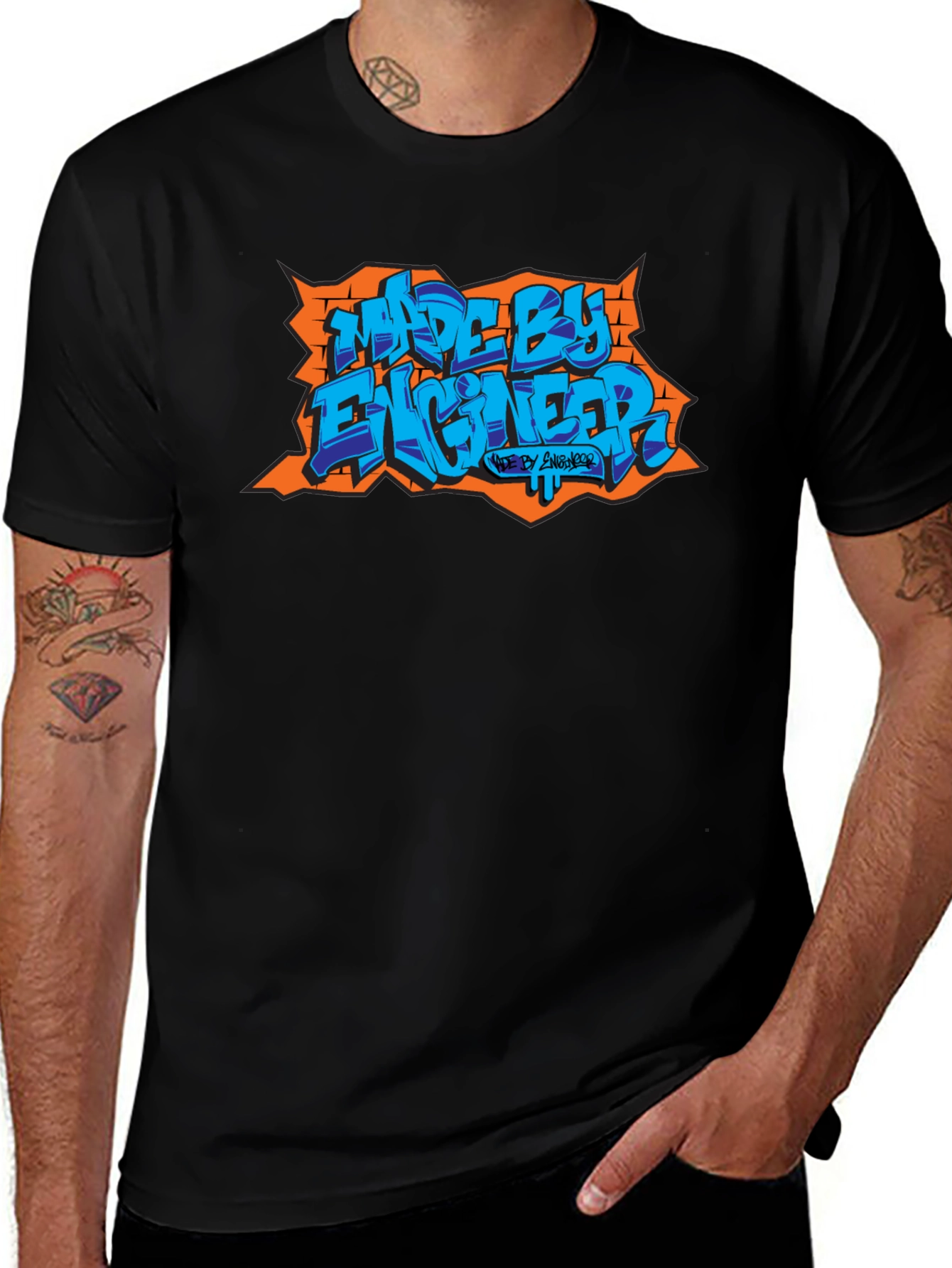 Made By Engineer Graphic T-Shirt - Cool Designer Tee