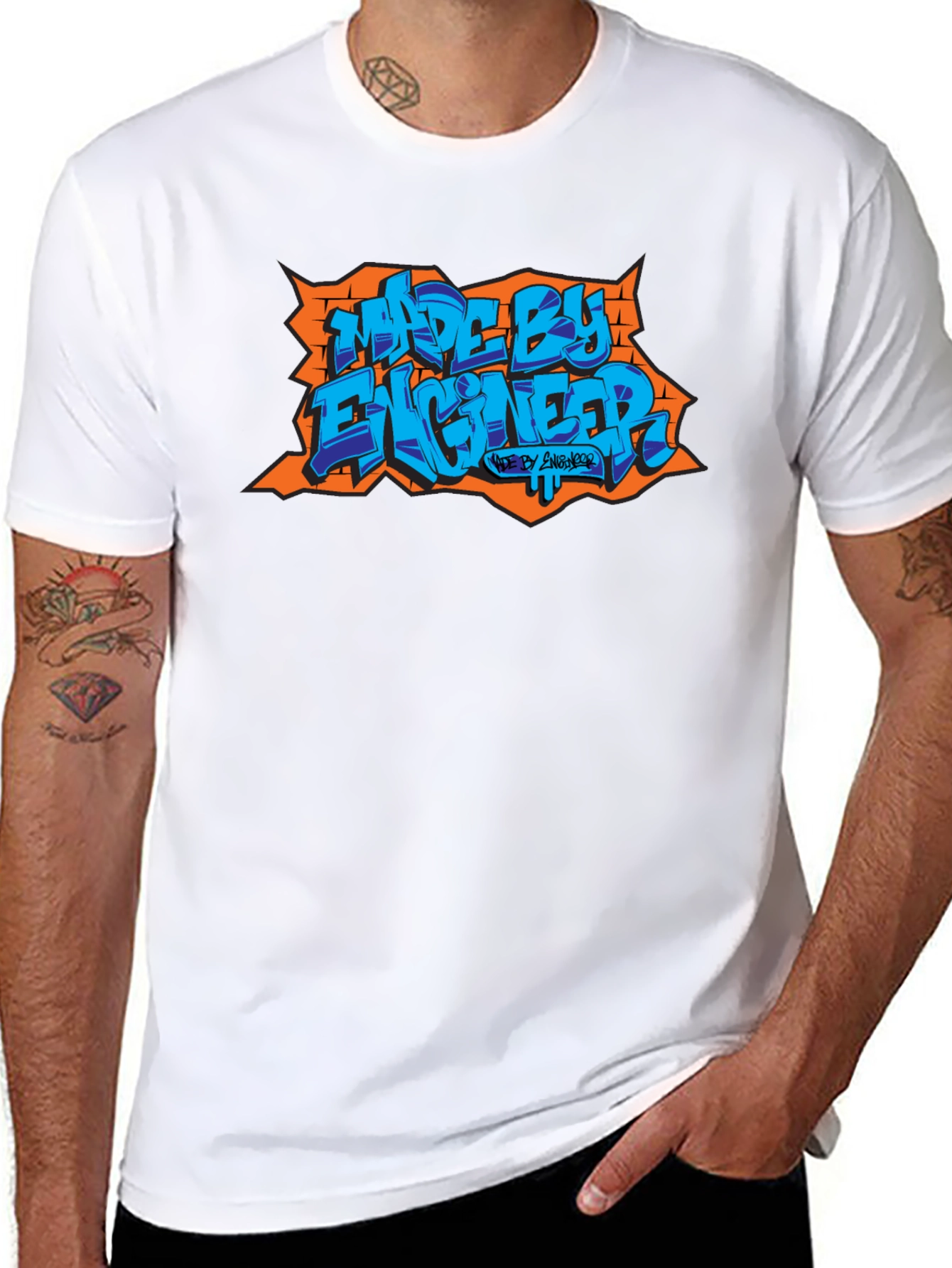 Made By Engineer Graphic T-Shirt - Cool Designer Tee