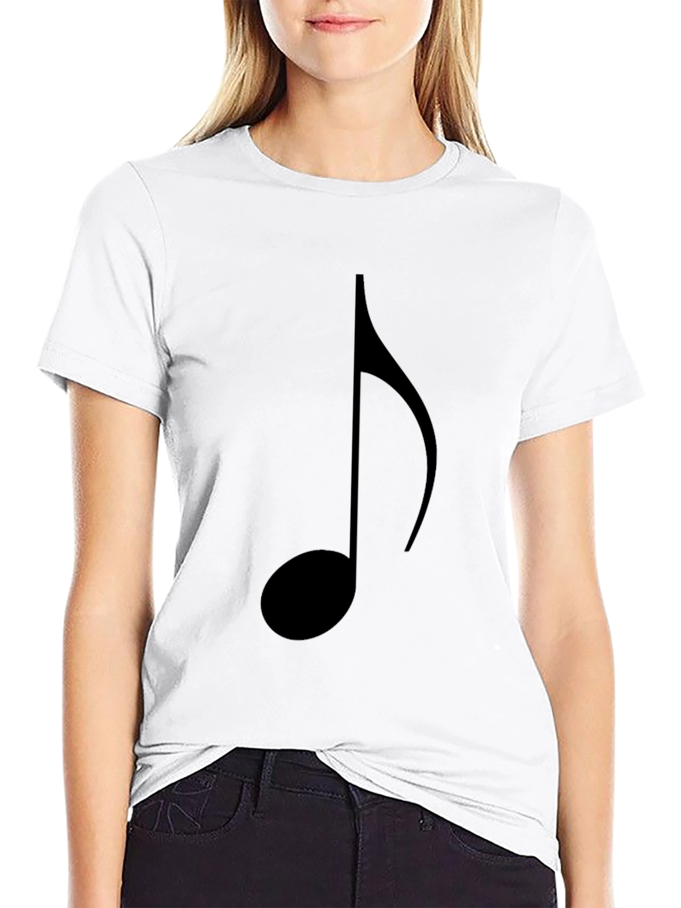 Music Note Graphic Tee - Black Cotton T-Shirt