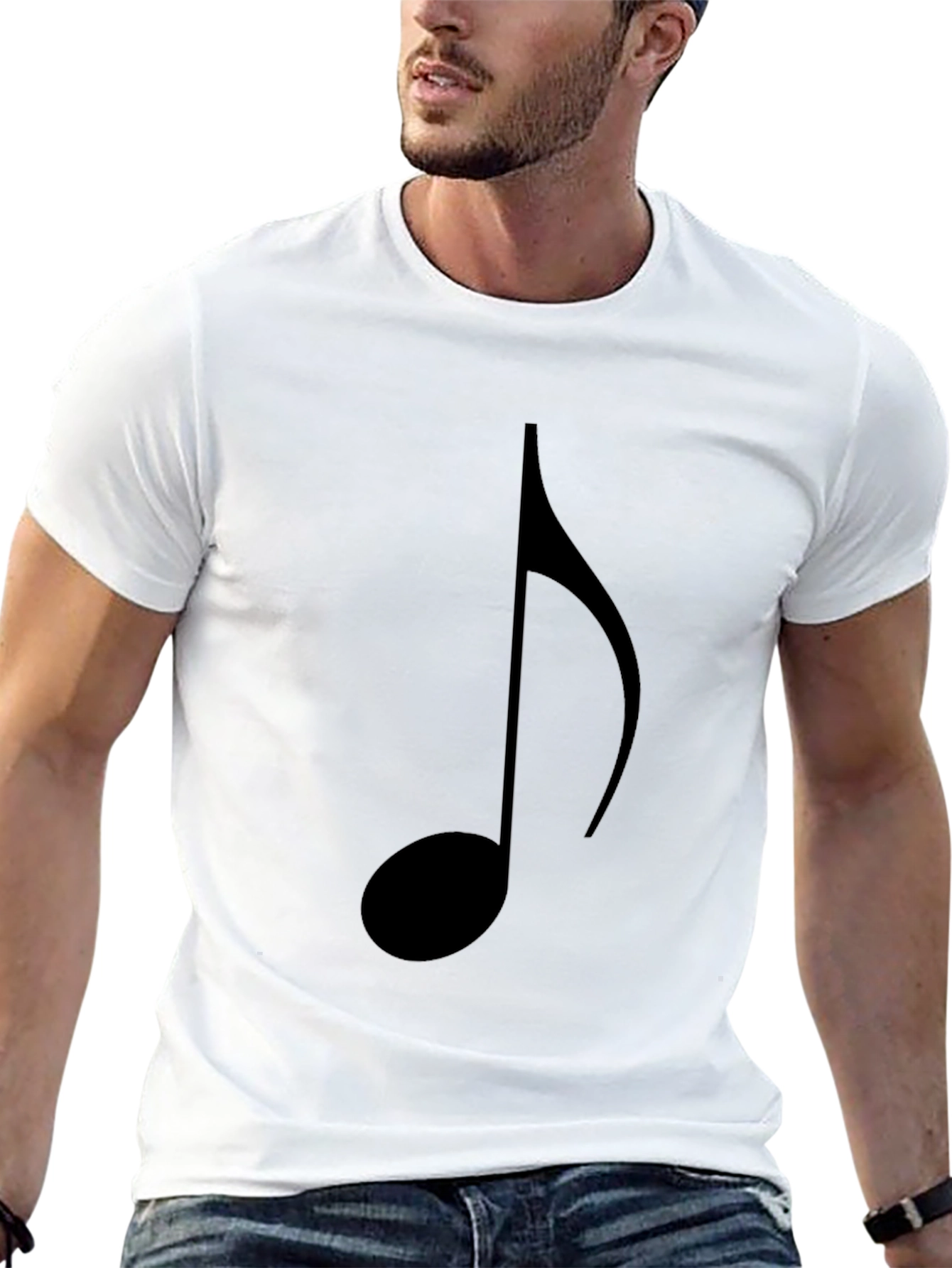Music Note Graphic Tee - Black Cotton T-Shirt