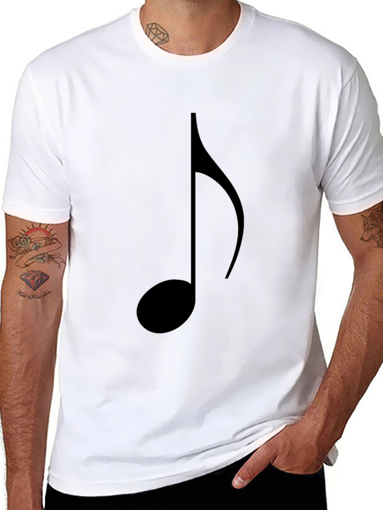 Music Note Graphic Tee - Black Cotton T-Shirt