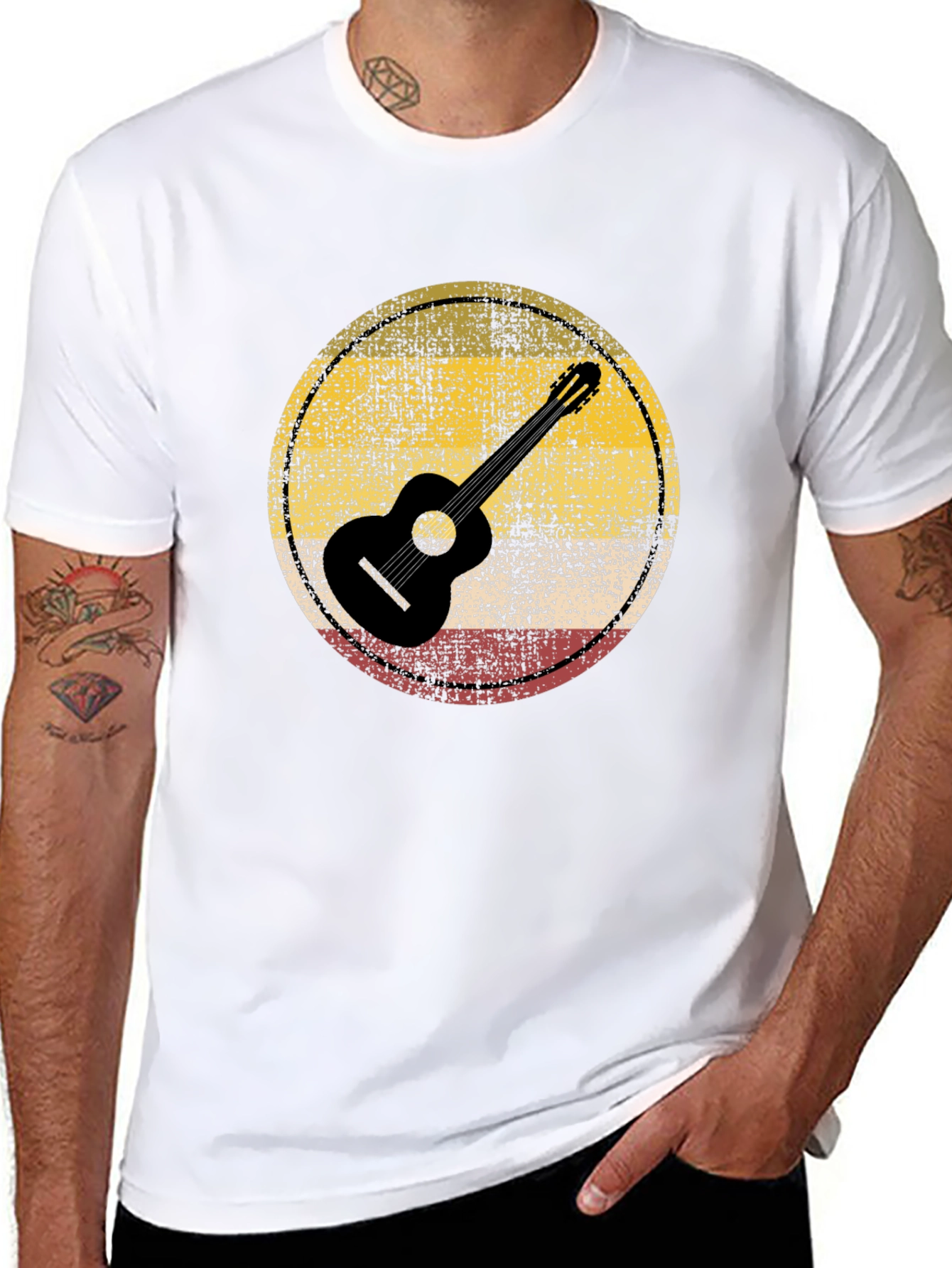 Retro Guitar Circle Graphic Tee
