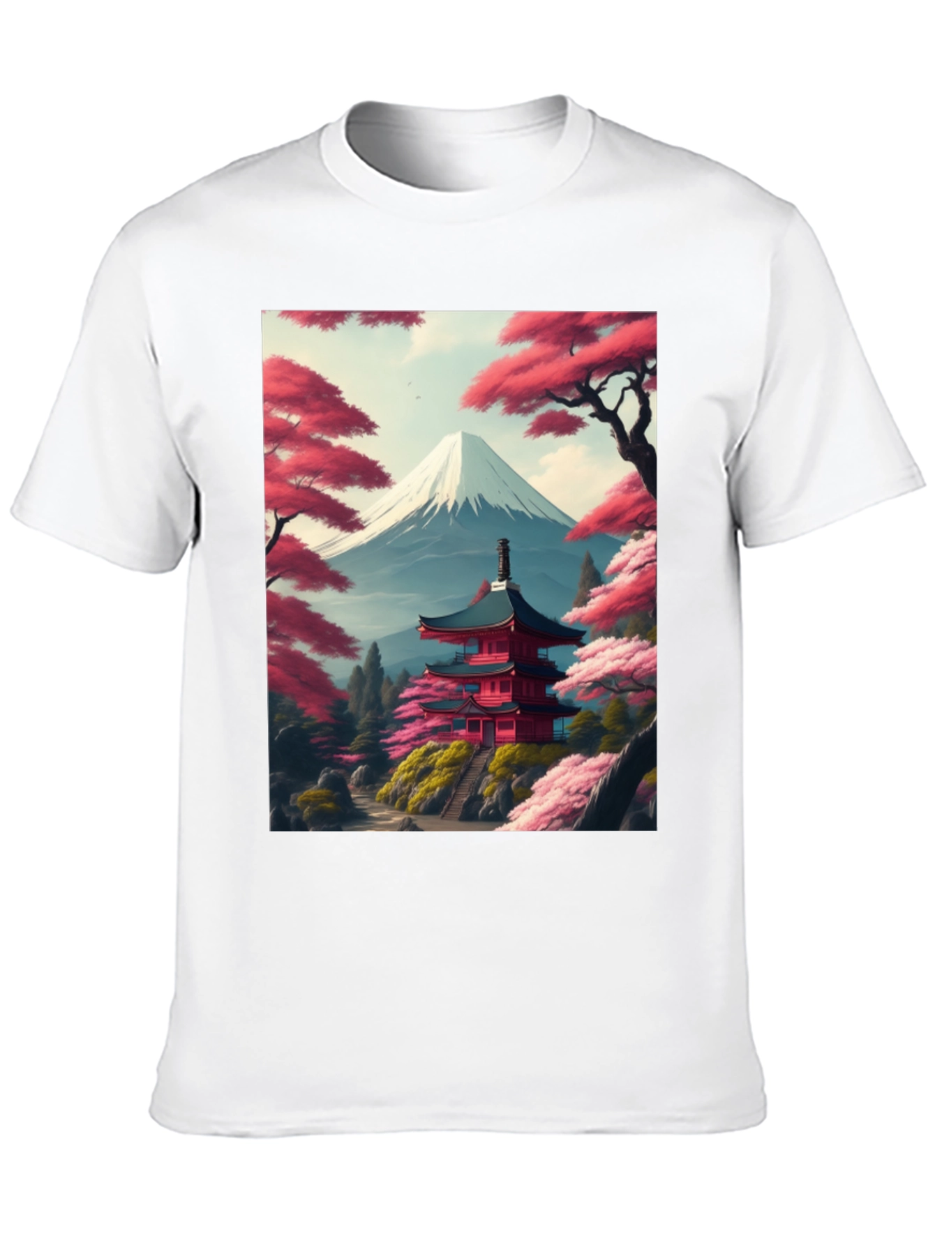 Japanese Temple & Mt. Fuji Graphic Tee
