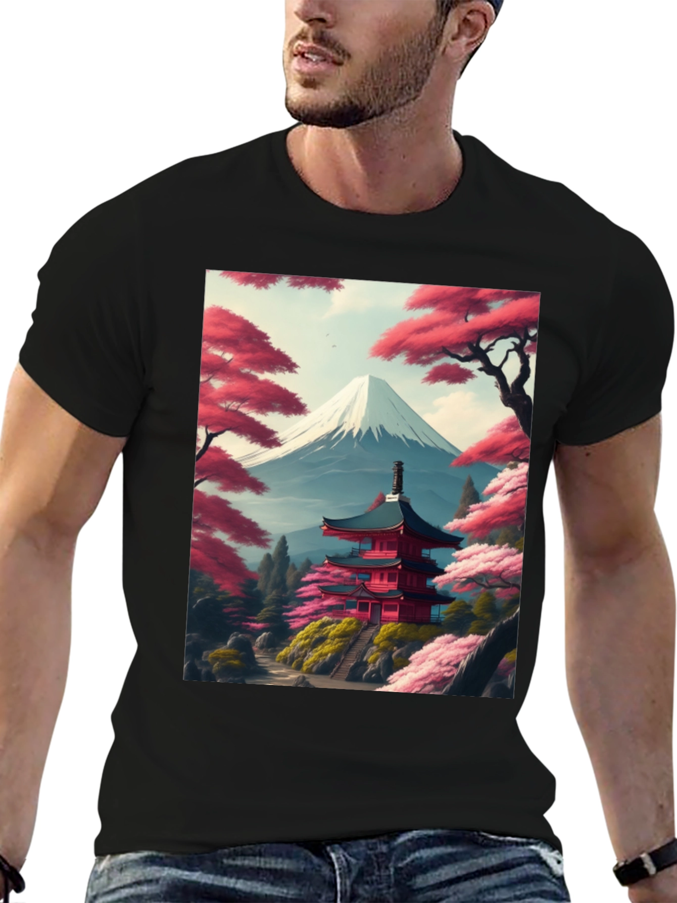 Japanese Temple & Mt. Fuji Graphic Tee