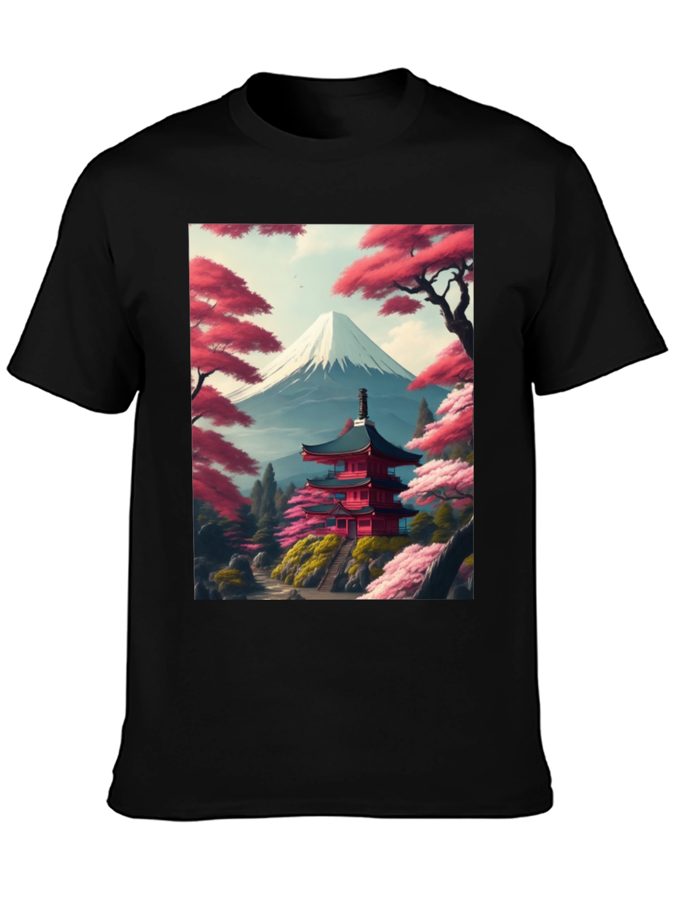 Japanese Temple & Mt. Fuji Graphic Tee