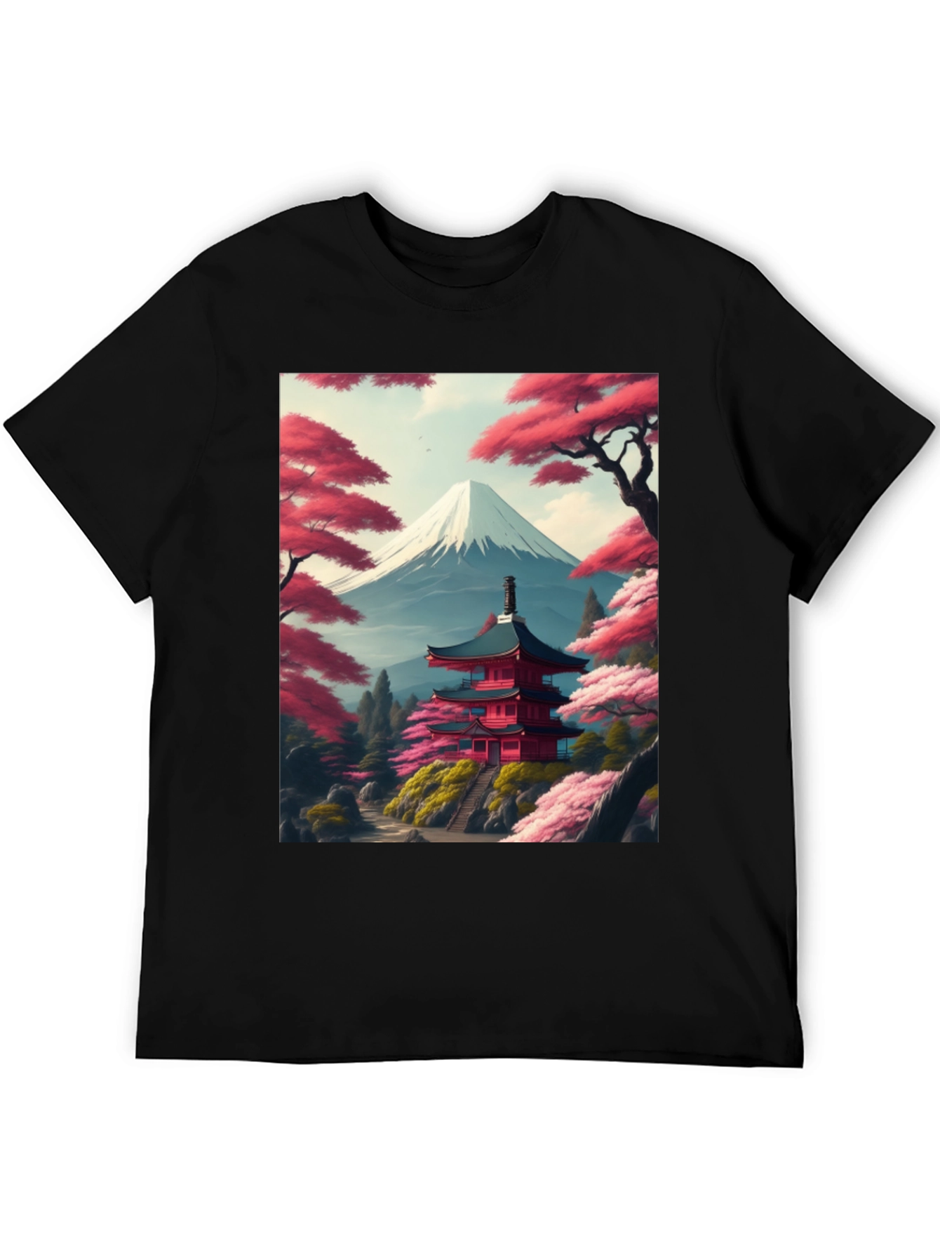 Japanese Temple & Mt. Fuji Graphic Tee