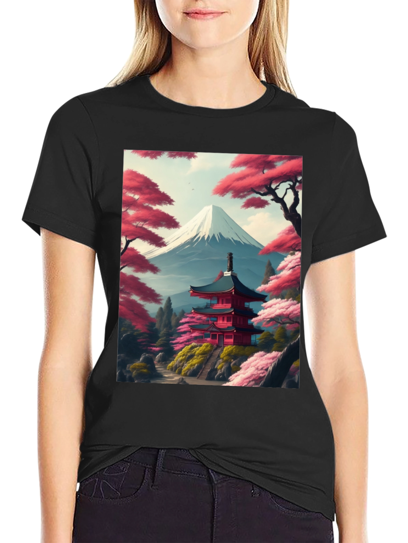 Japanese Temple & Mt. Fuji Graphic Tee