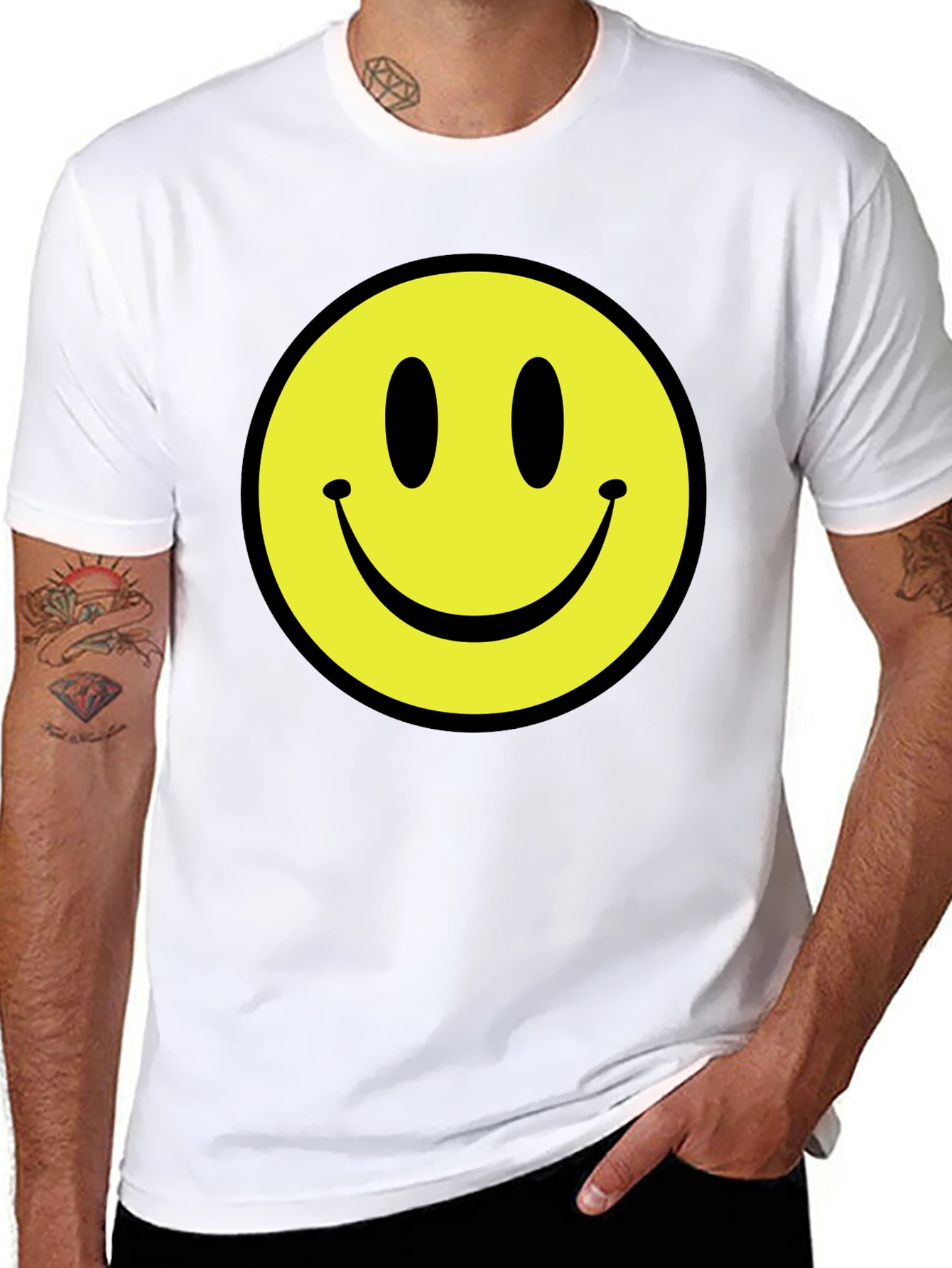 Smiley Face Black T-Shirt - Happy Graphic Tee