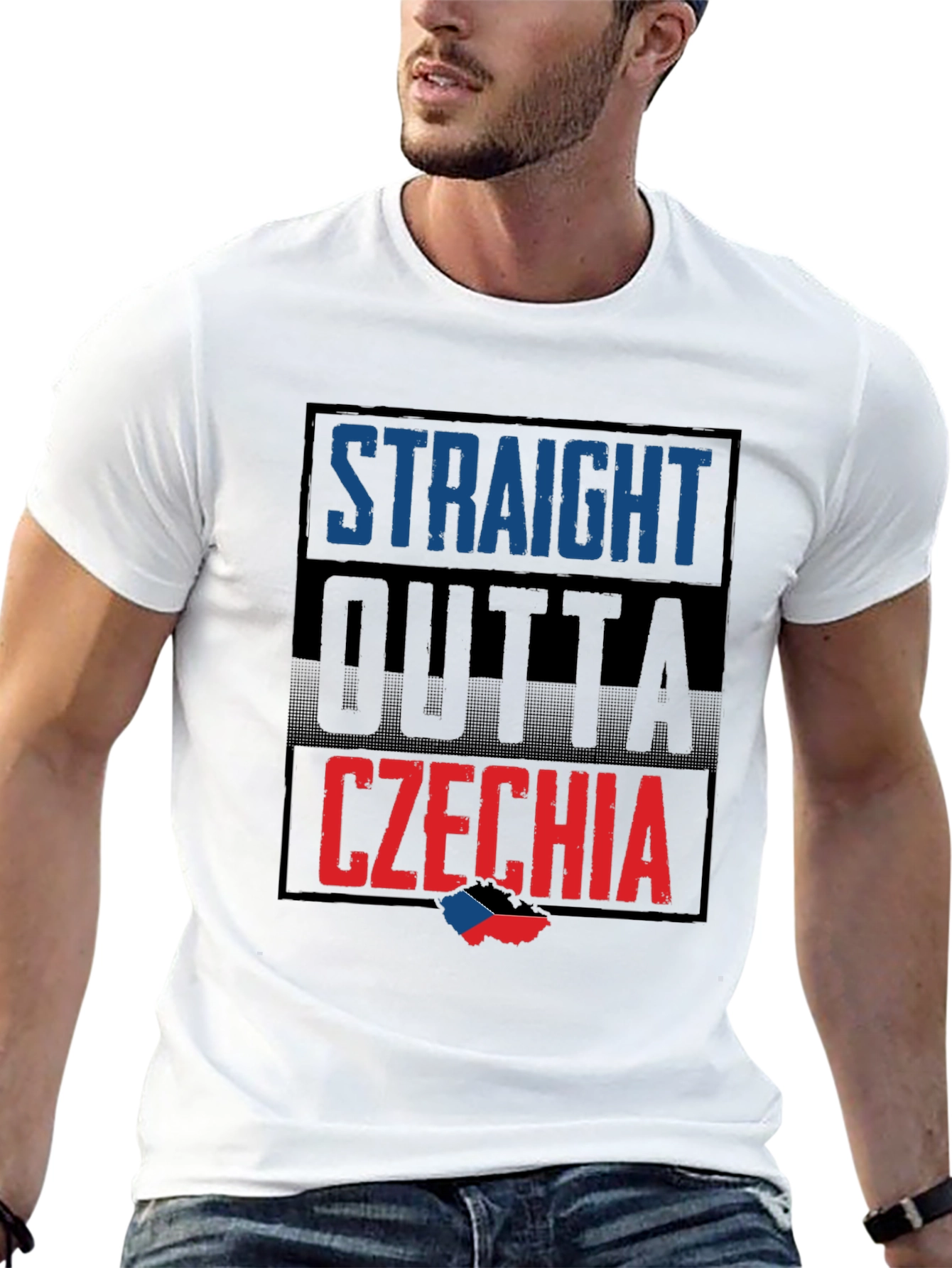 Straight Outta Czechia T-Shirt - Black Crew Neck