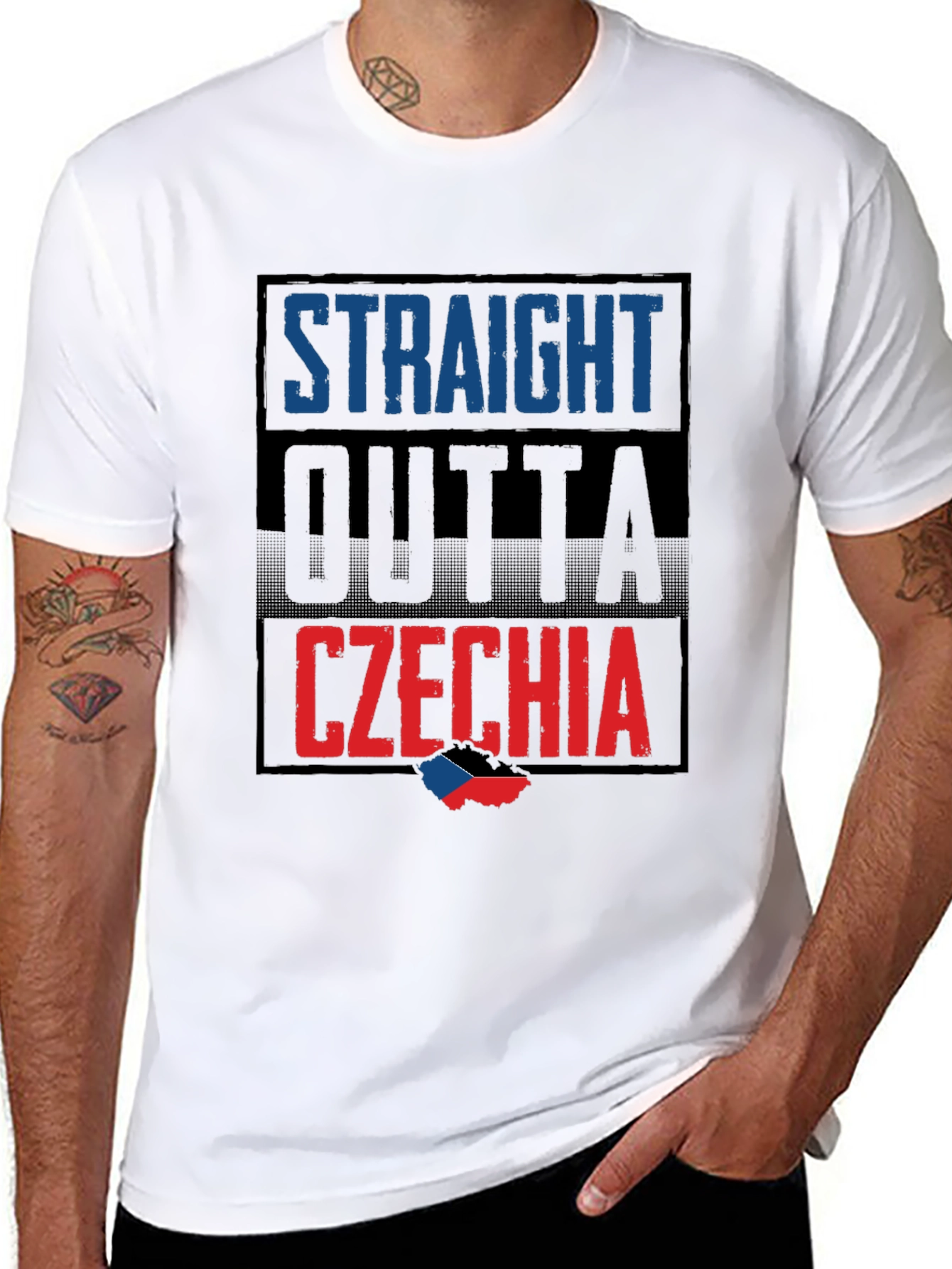 Straight Outta Czechia T-Shirt - Black Crew Neck