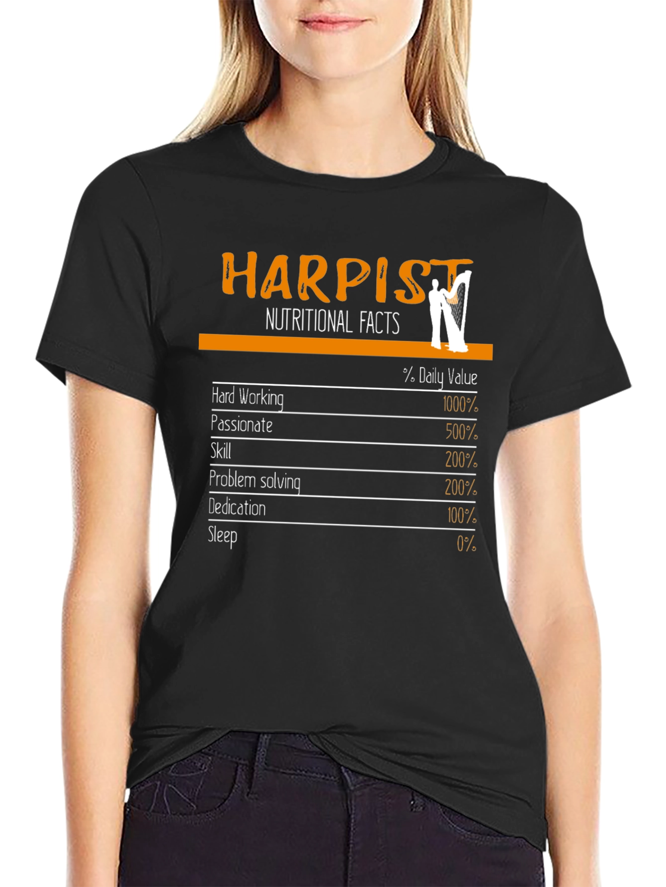 Harpist Nutritional Facts Graphic Tee