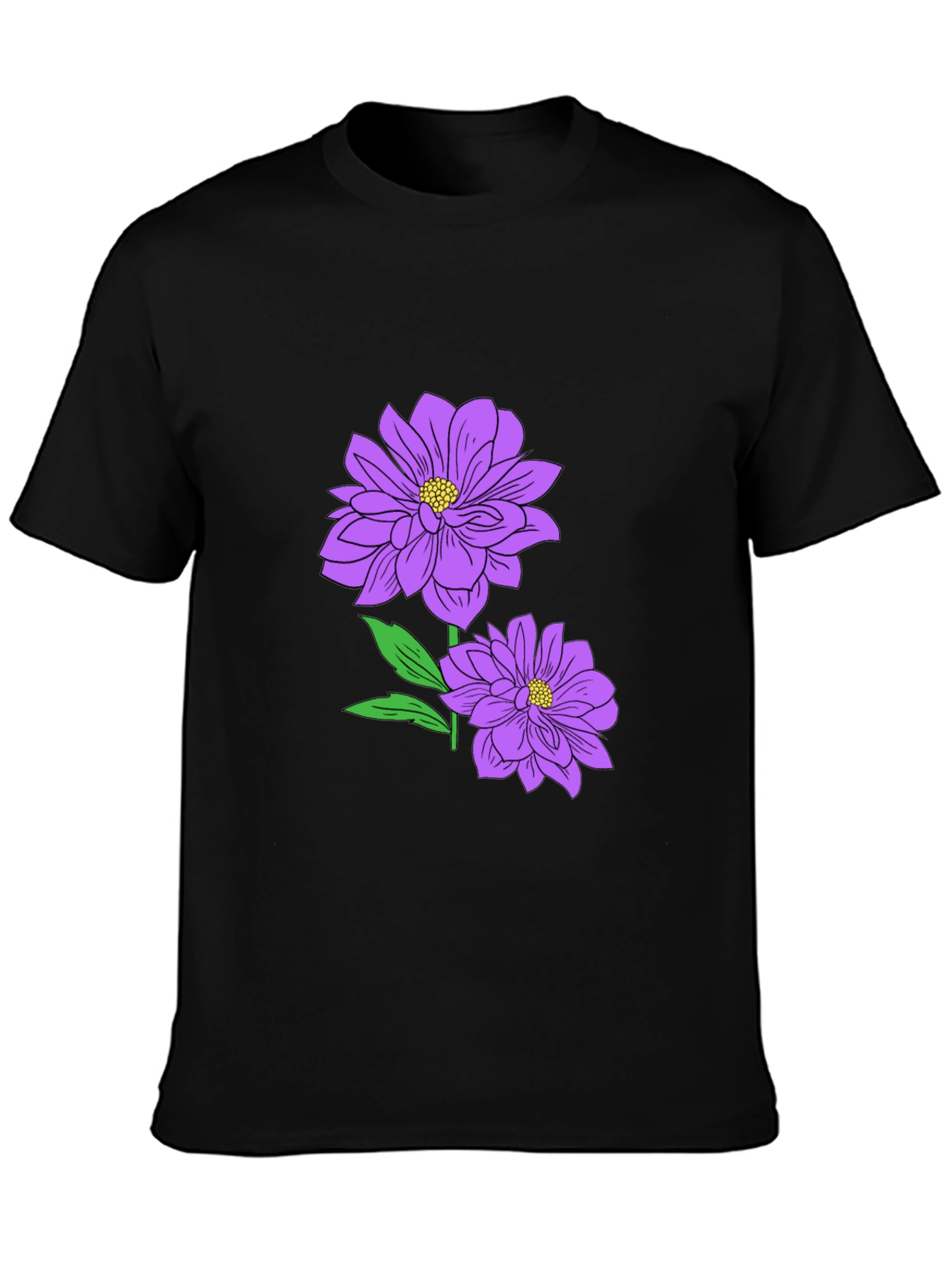 Floral Print T-Shirt - Purple Flowers