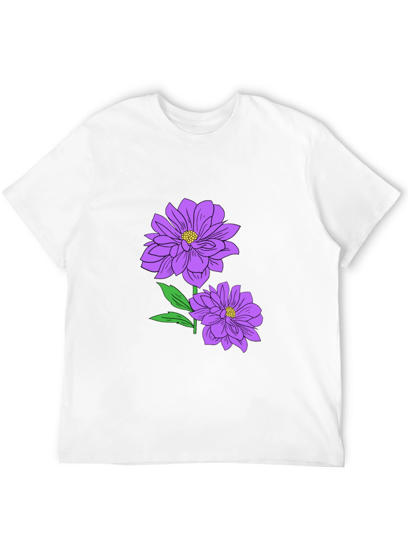Floral Print T-Shirt - Purple Flowers