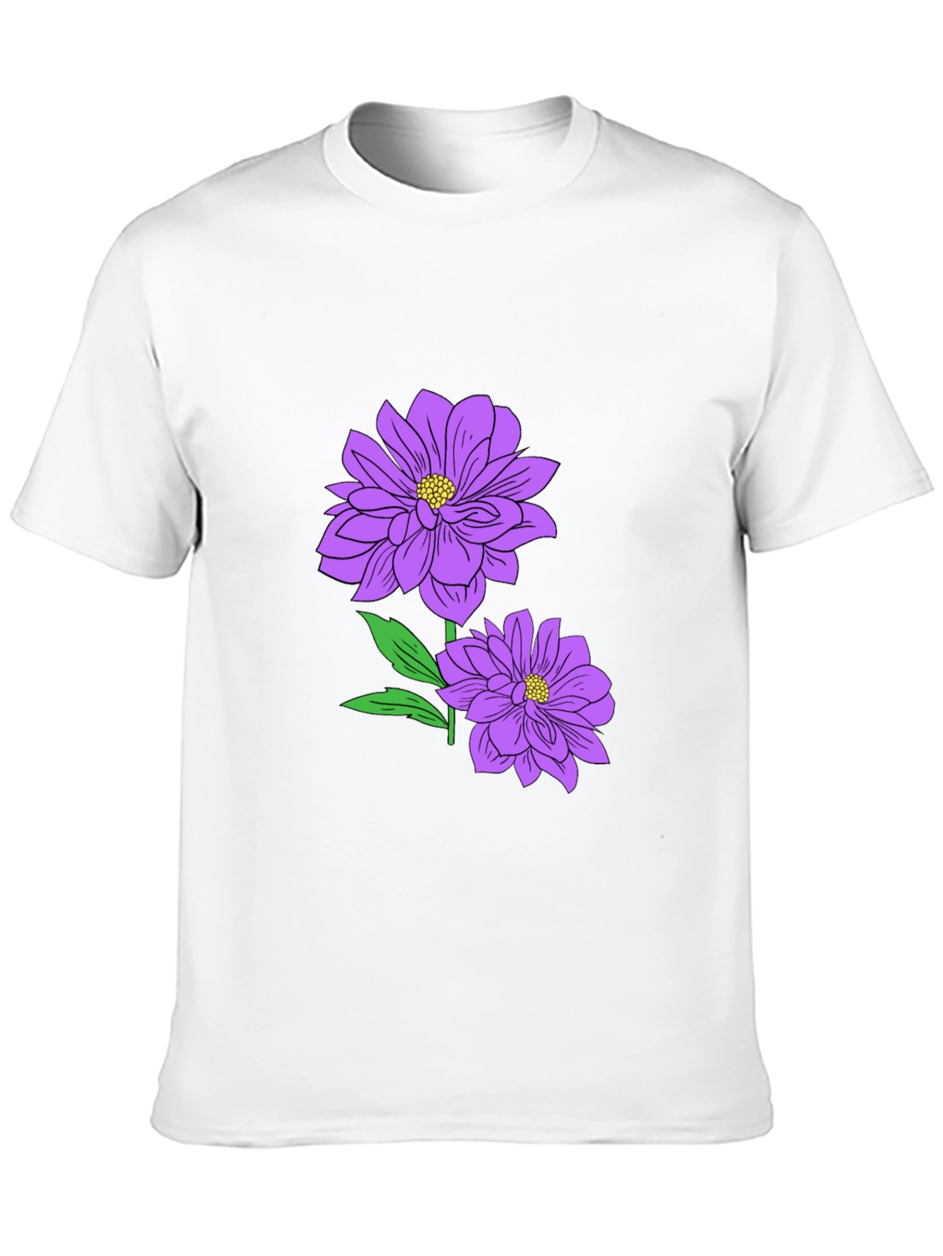 Floral Print T-Shirt - Purple Flowers