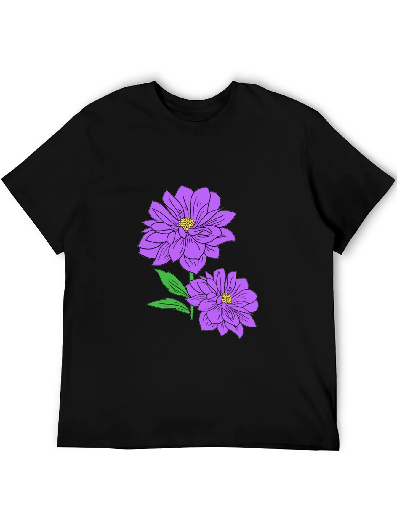 Floral Print T-Shirt - Purple Flowers