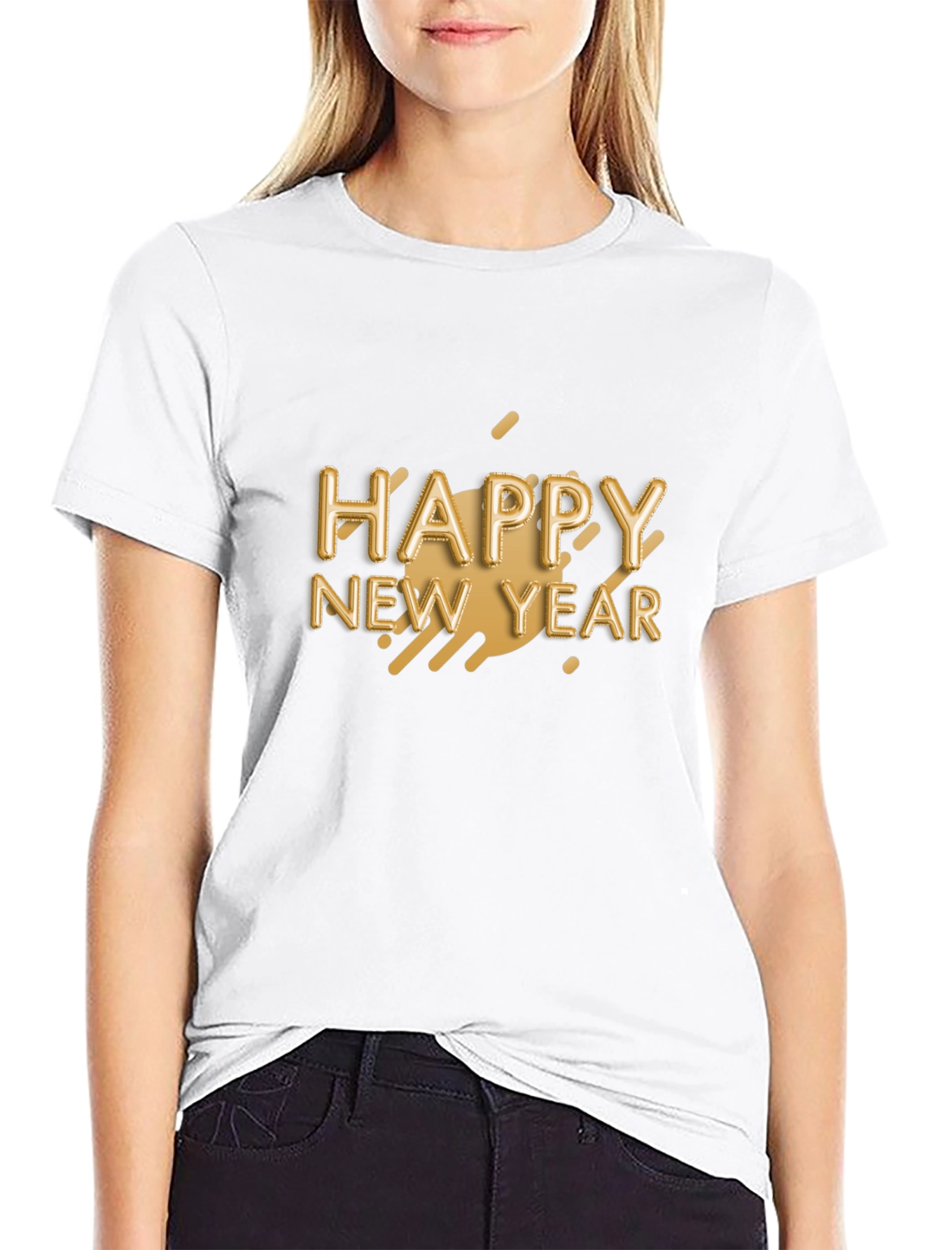 Happy New Year Graphic Black T-Shirt