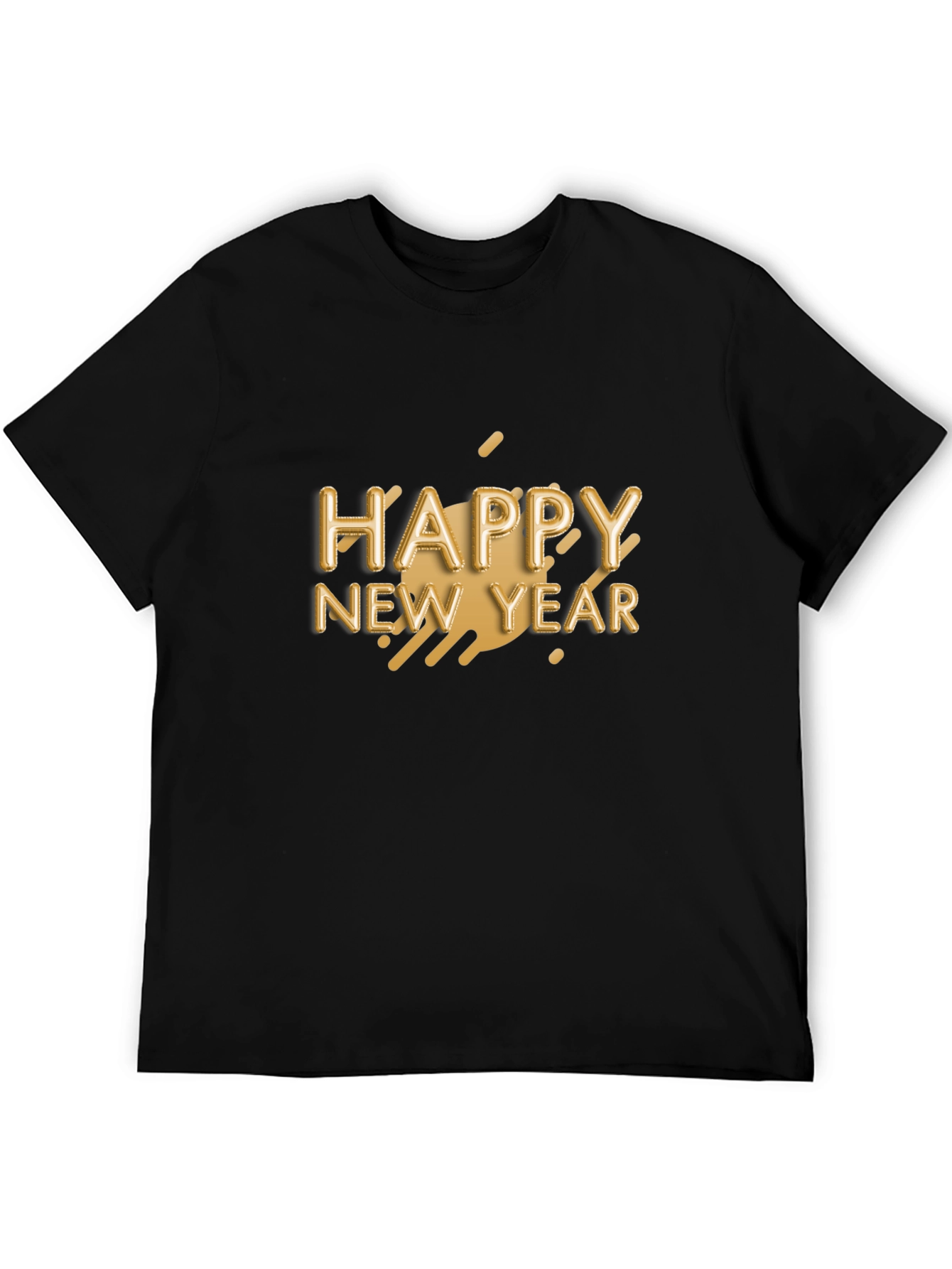 Happy New Year Graphic Black T-Shirt