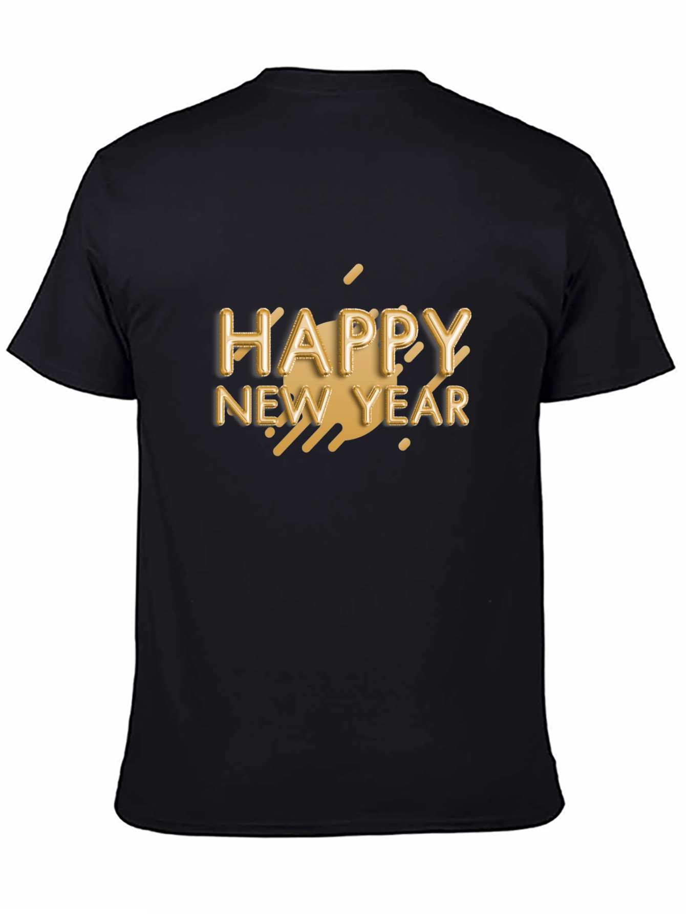 Happy New Year Graphic Black T-Shirt