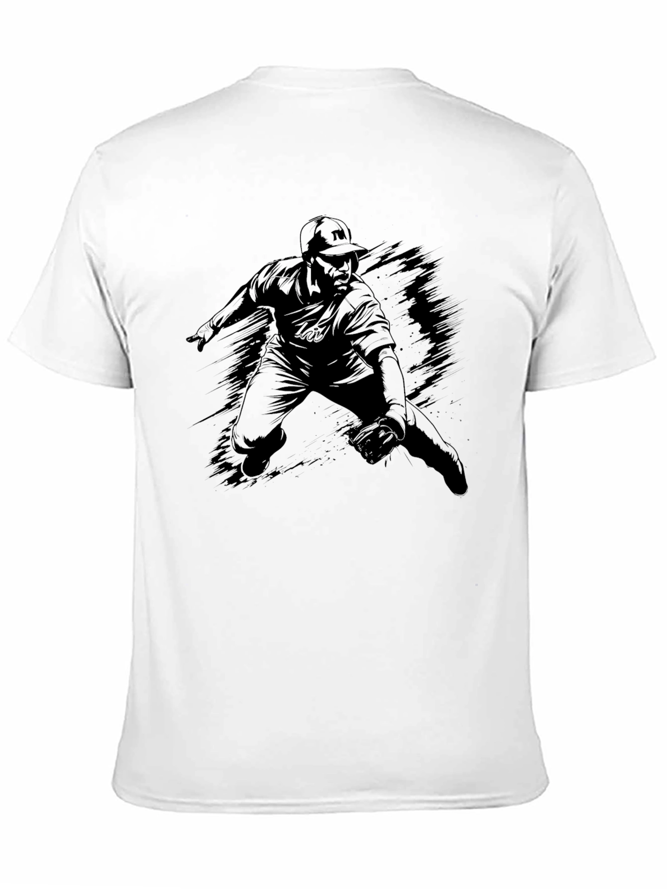 Baseball Player Silhouette Black T-Shirt