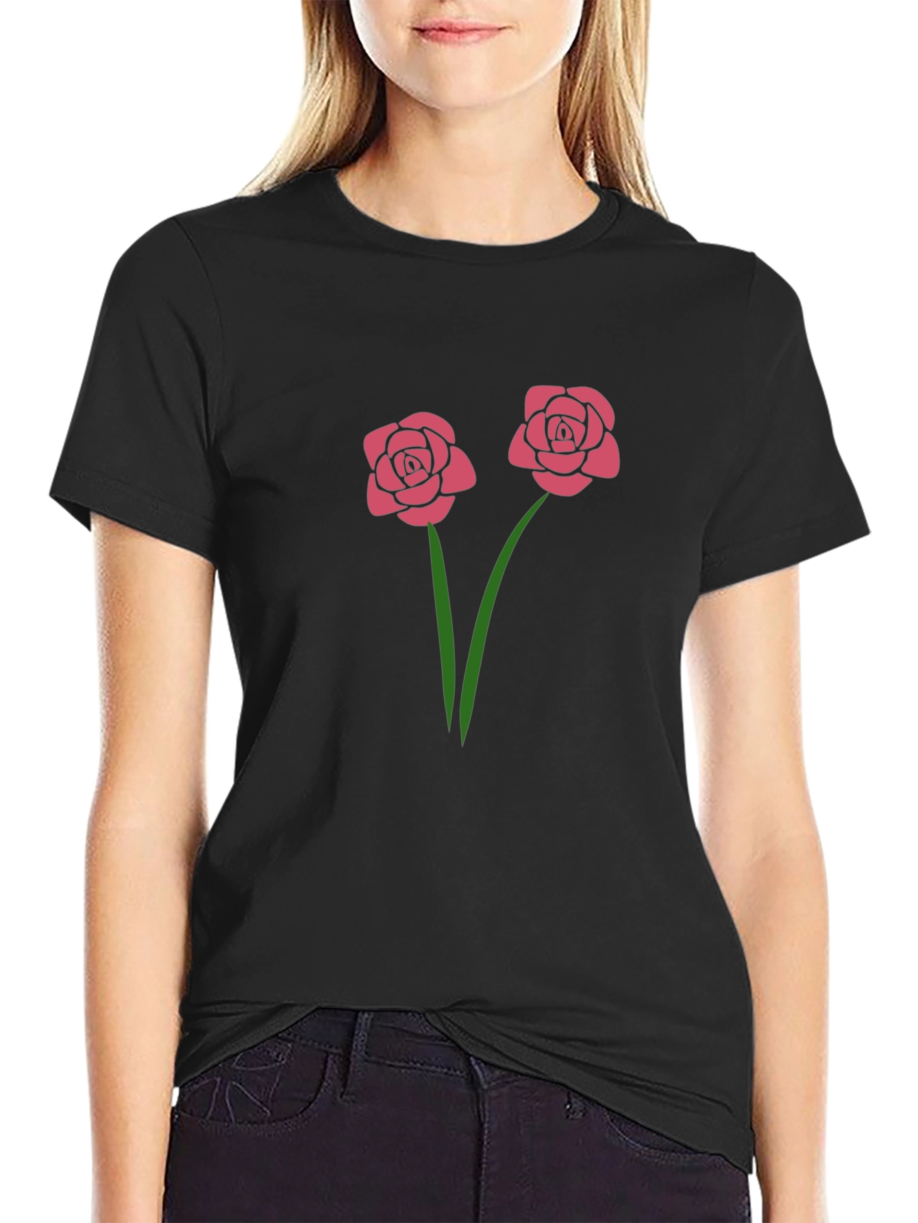 Floral Rose Graphic T-Shirt - Casual Style