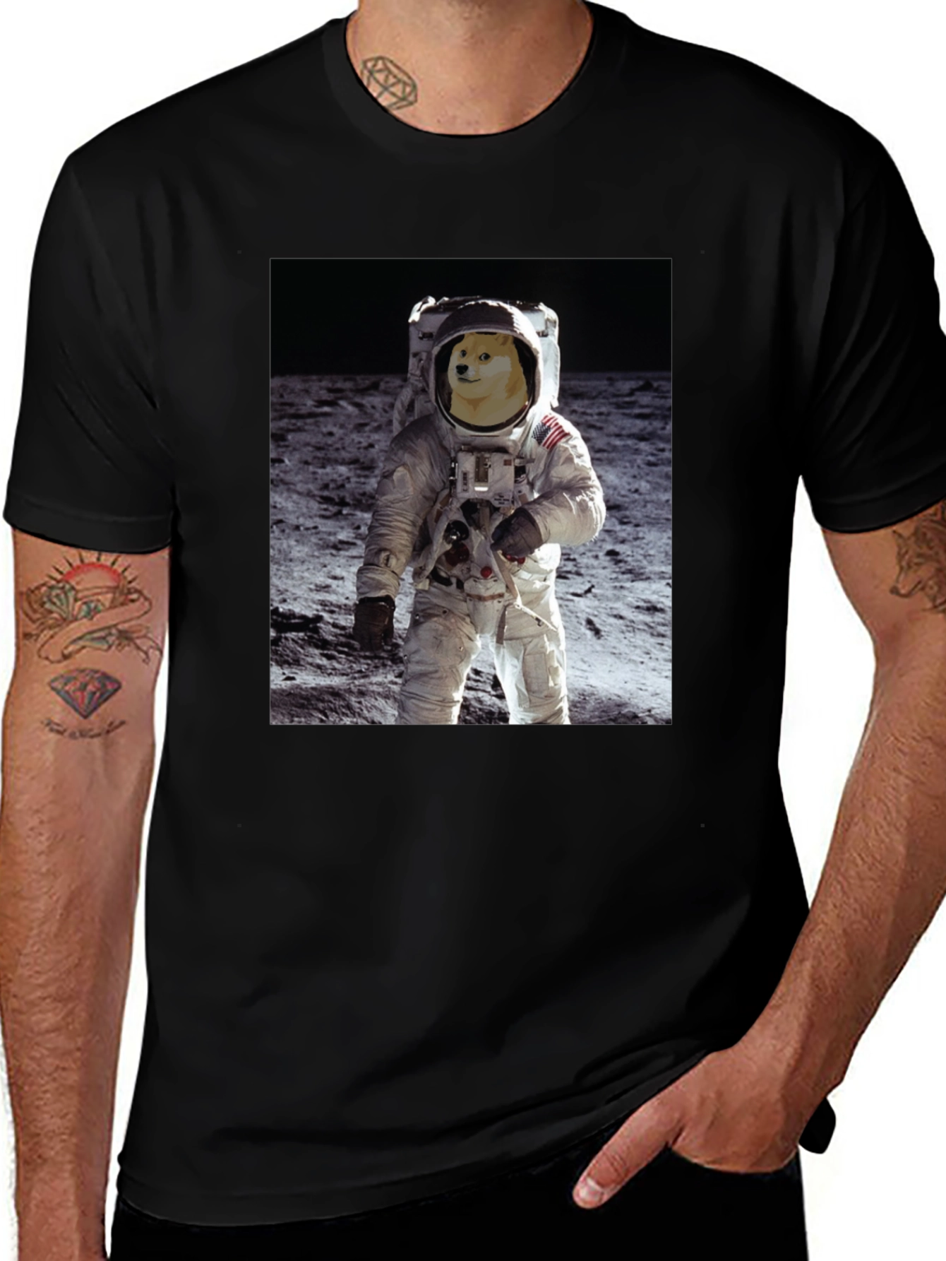 Doge Astronaut Black T-Shirt