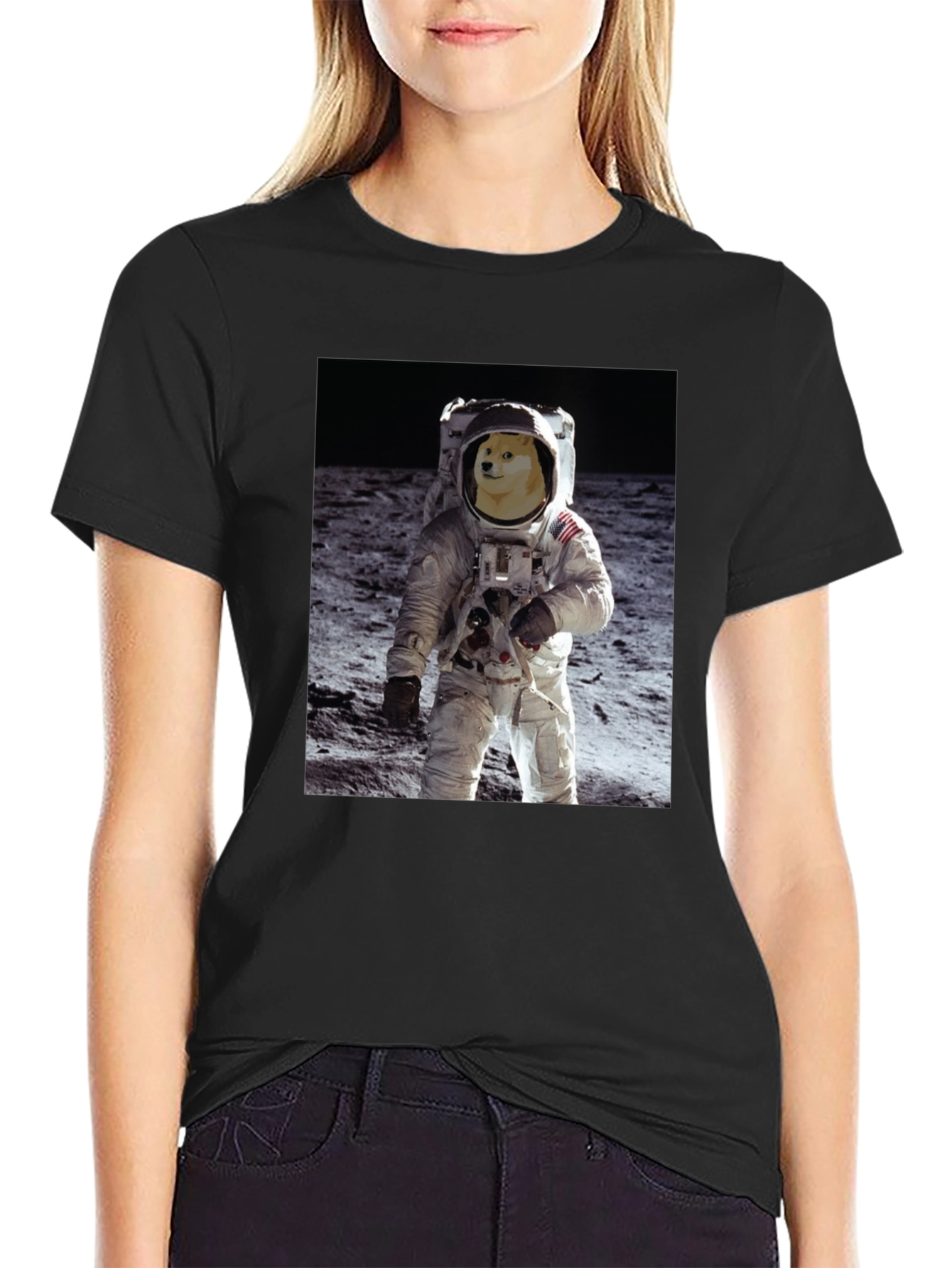Doge Astronaut Black T-Shirt