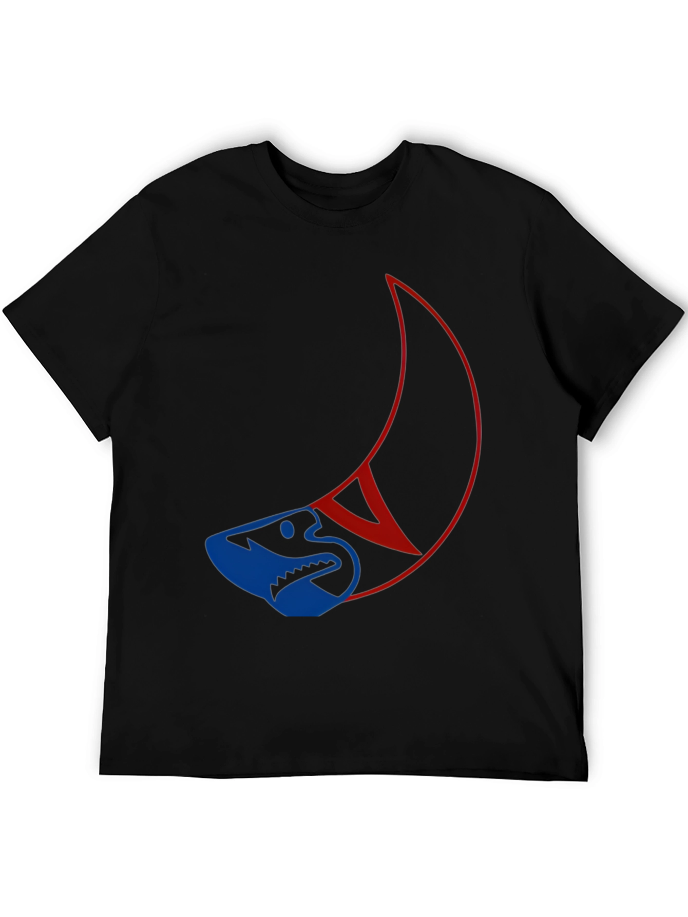 Unique Shark and Crescent Graphic T-Shirt