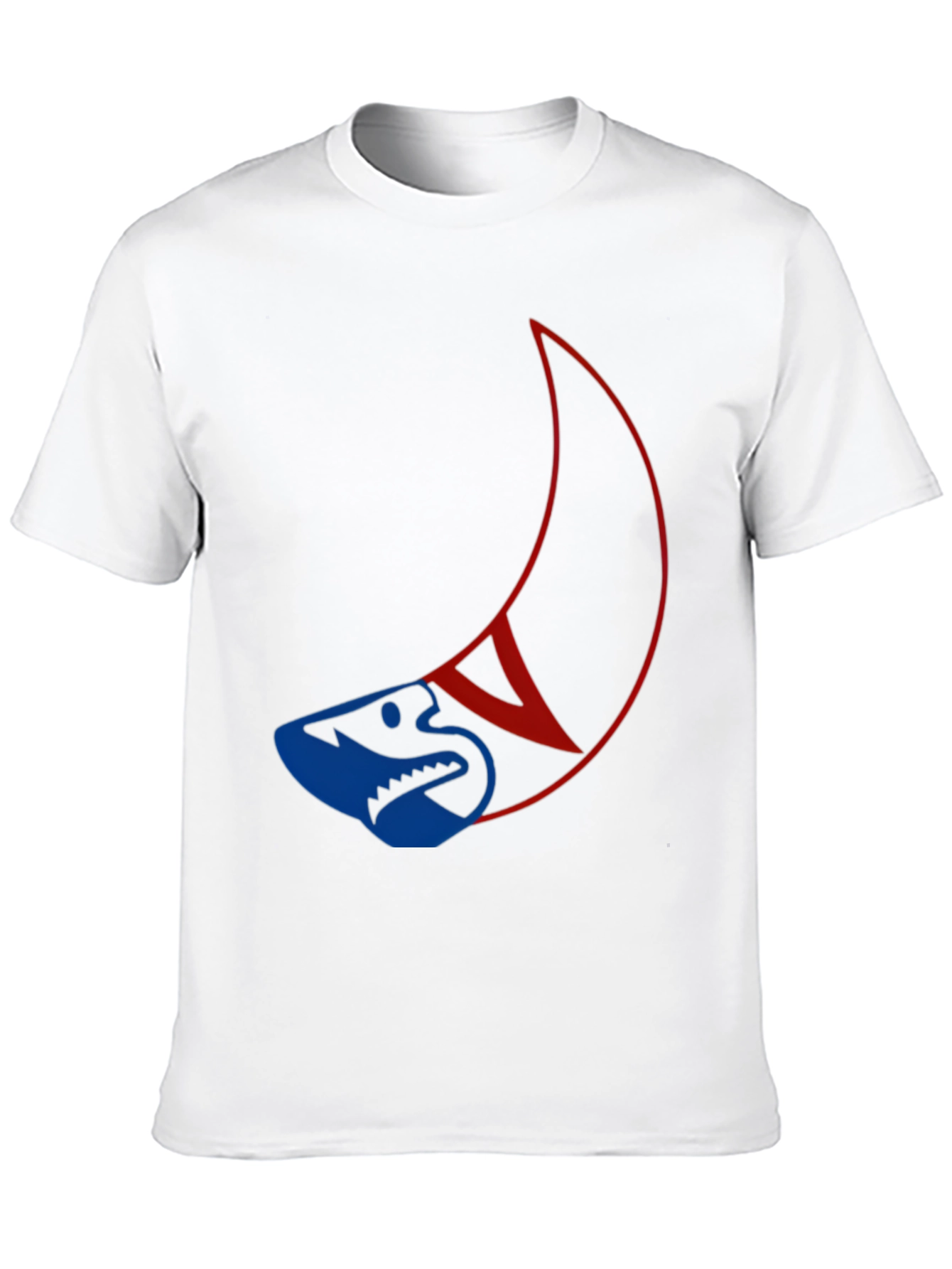 Unique Shark and Crescent Graphic T-Shirt