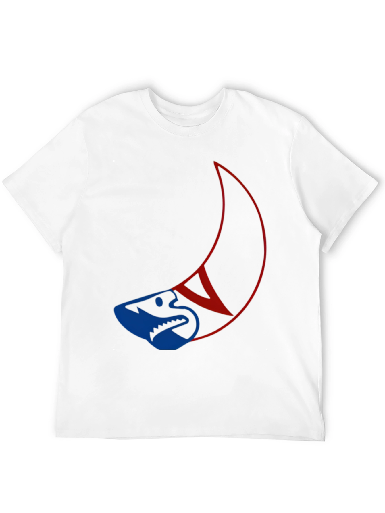 Unique Shark and Crescent Graphic T-Shirt