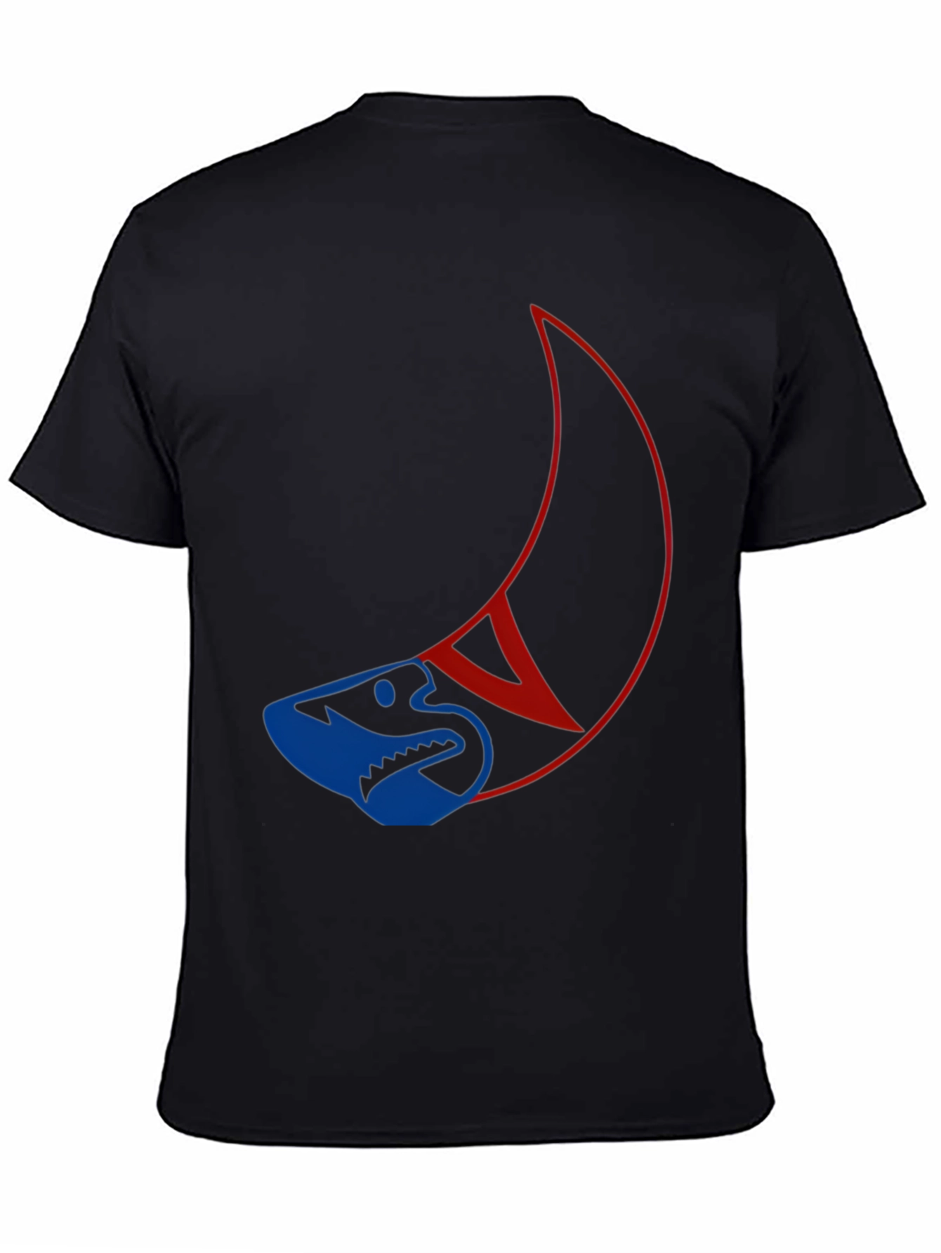 Unique Shark and Crescent Graphic T-Shirt