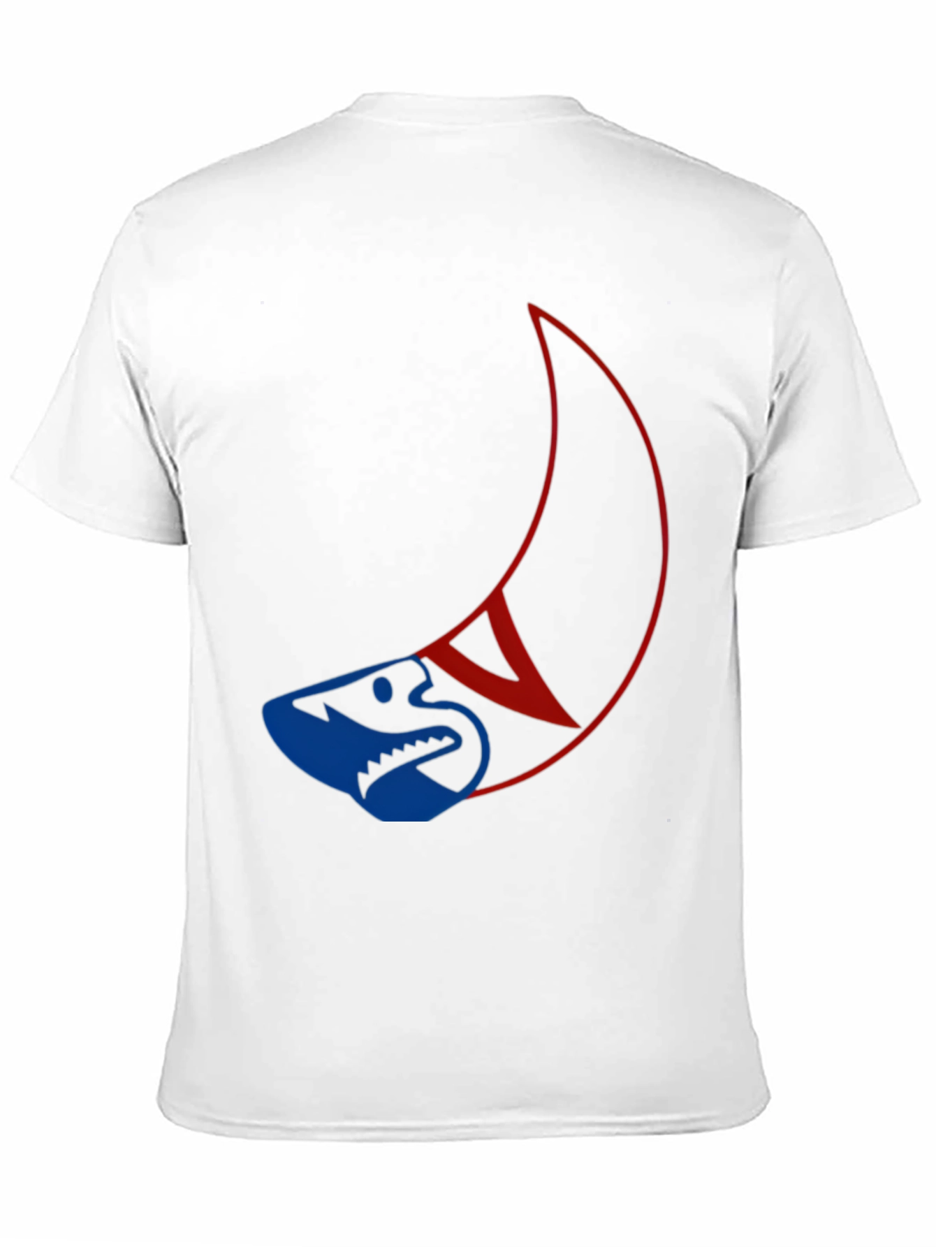 Unique Shark and Crescent Graphic T-Shirt