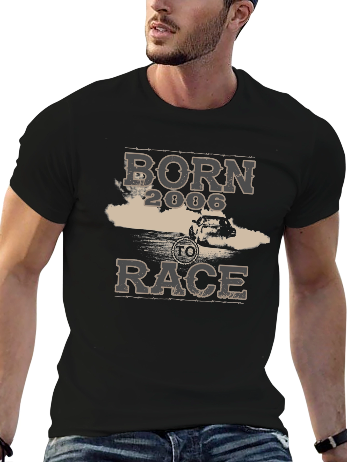 Born 2006 To Race Black Graphic Tee Shirt