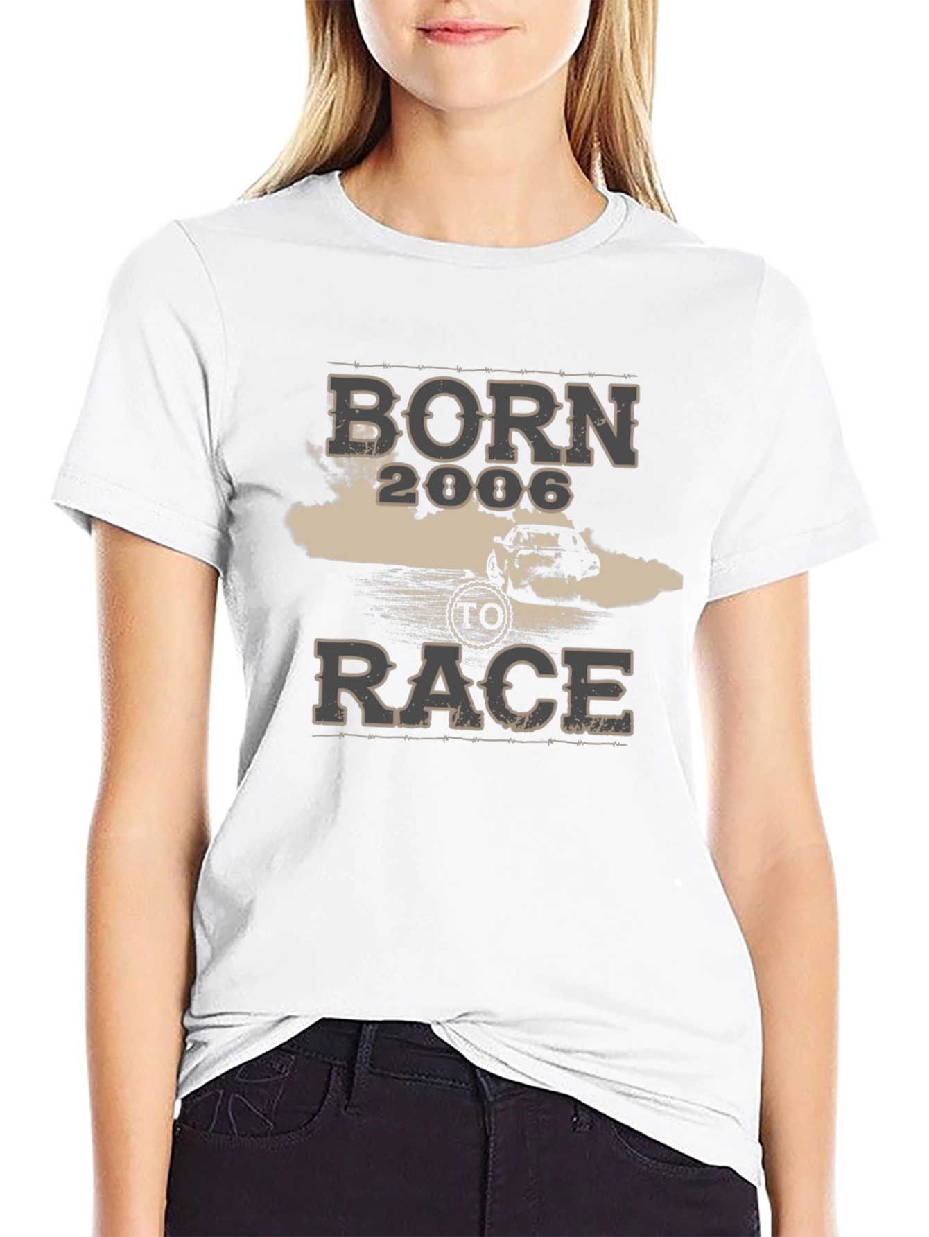 Born 2006 To Race Black Graphic Tee Shirt