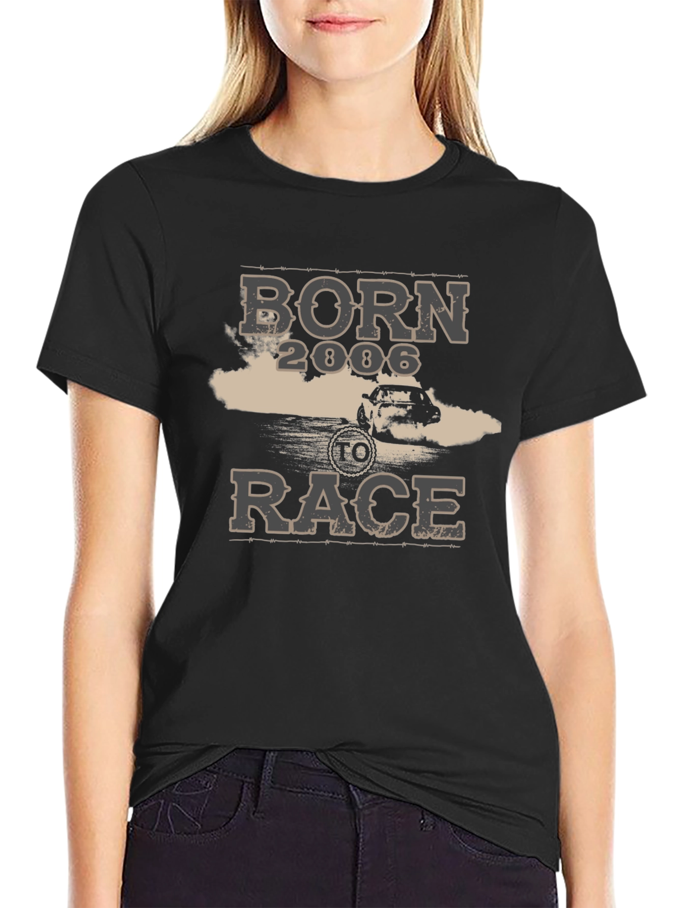 Born 2006 To Race Black Graphic Tee Shirt