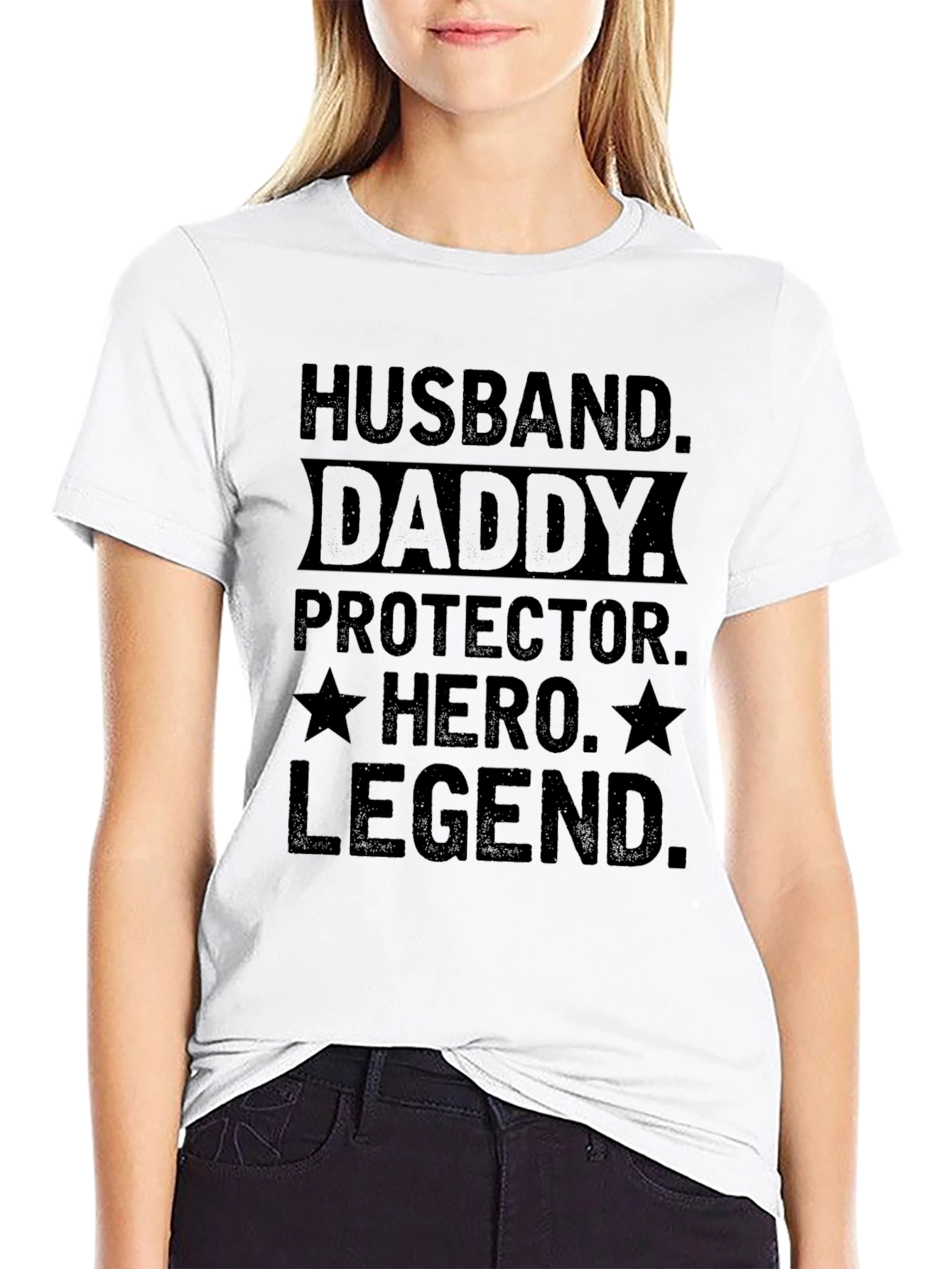 Husband Daddy Hero Legend Black Graphic Tee