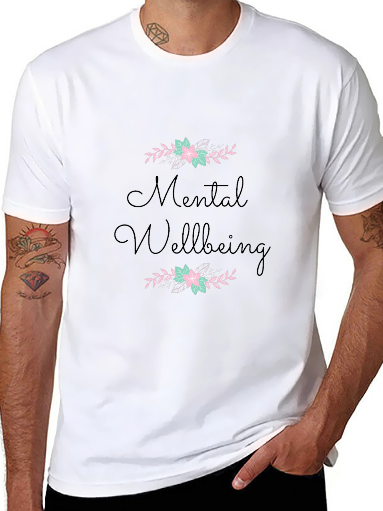 Mental Wellbeing Floral Black T-Shirt