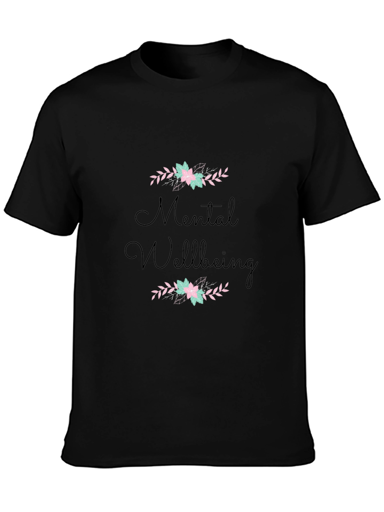Mental Wellbeing Floral Black T-Shirt