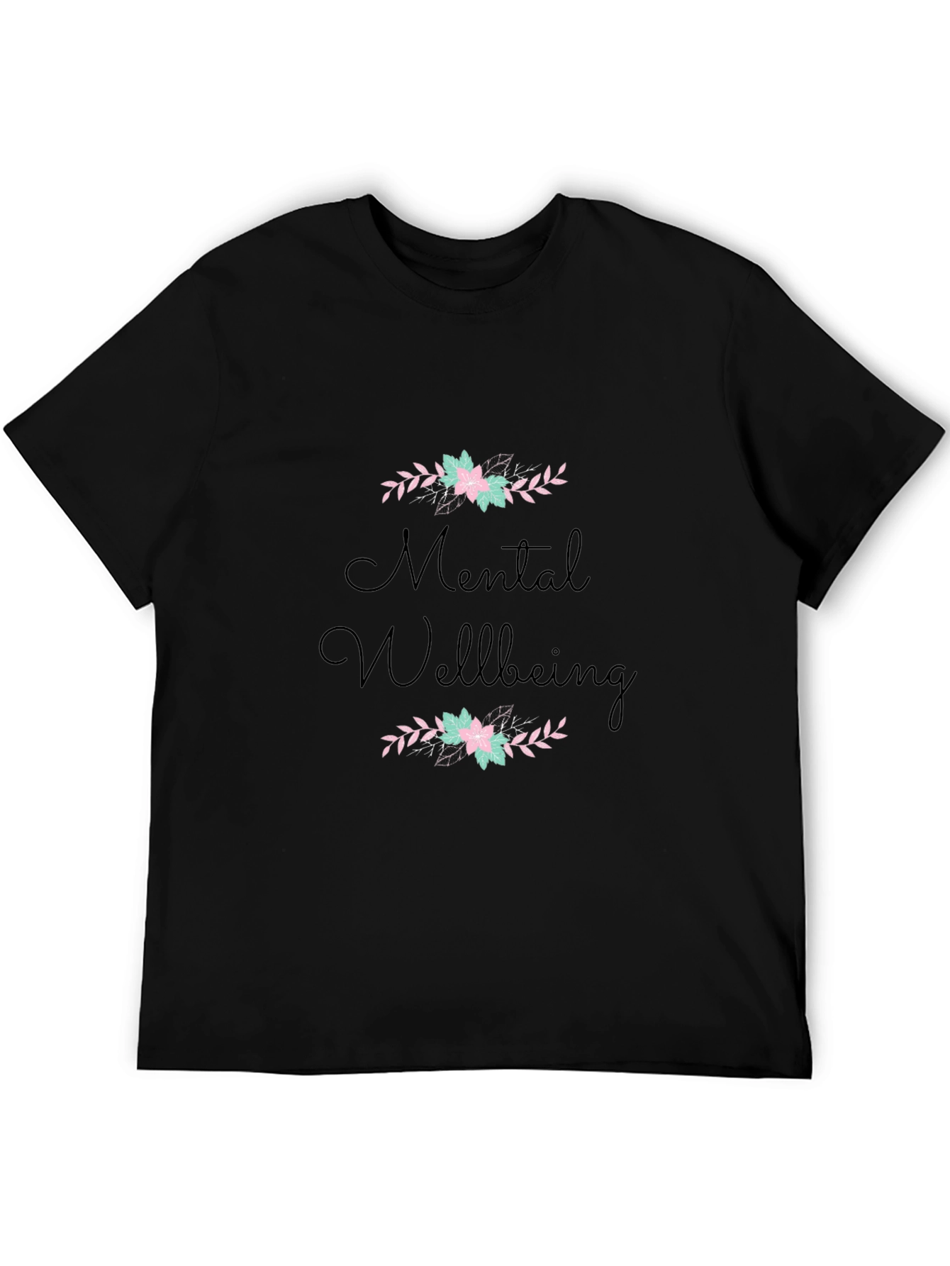 Mental Wellbeing Floral Black T-Shirt
