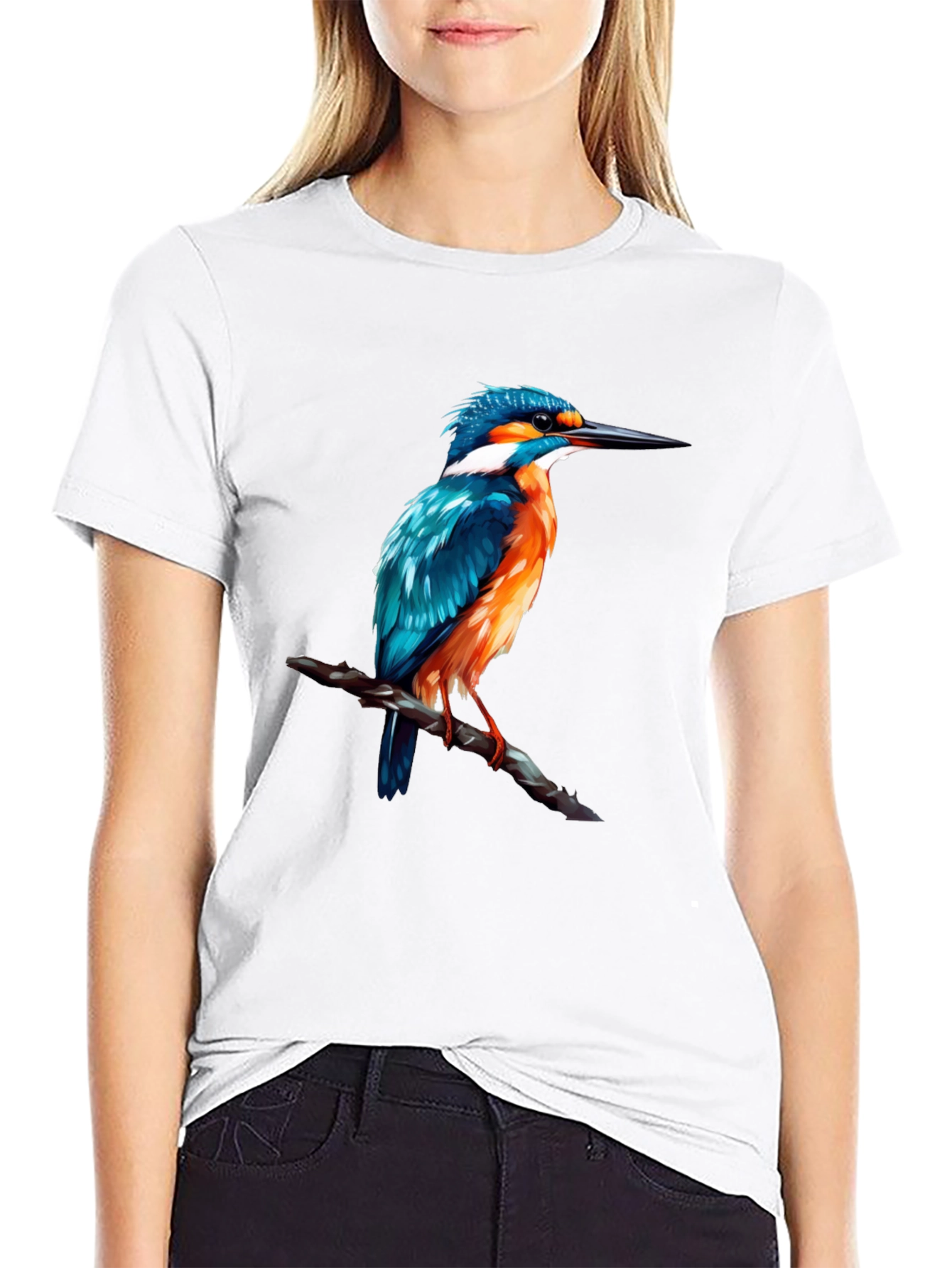 Kingfisher Bird Graphic Print T-Shirt