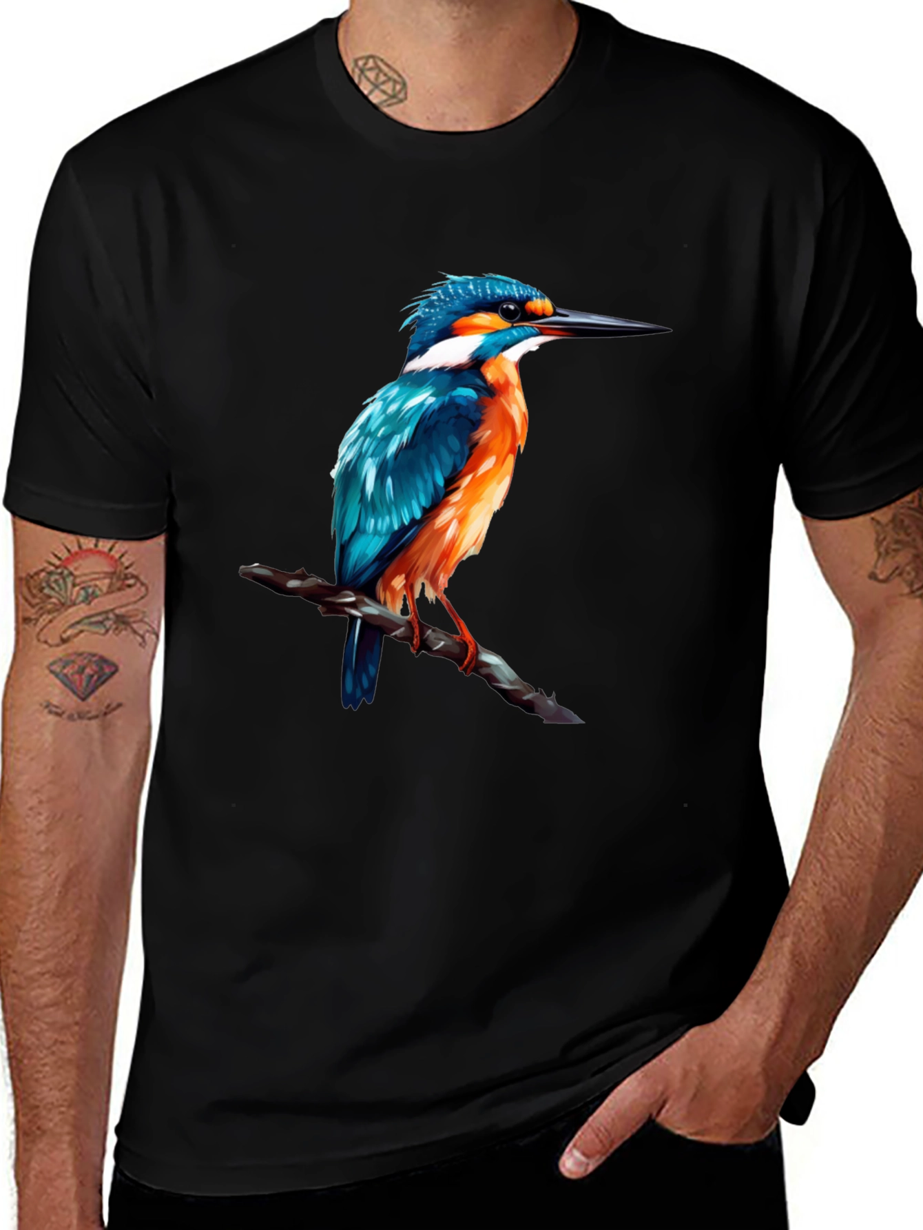 Kingfisher Bird Graphic Print T-Shirt