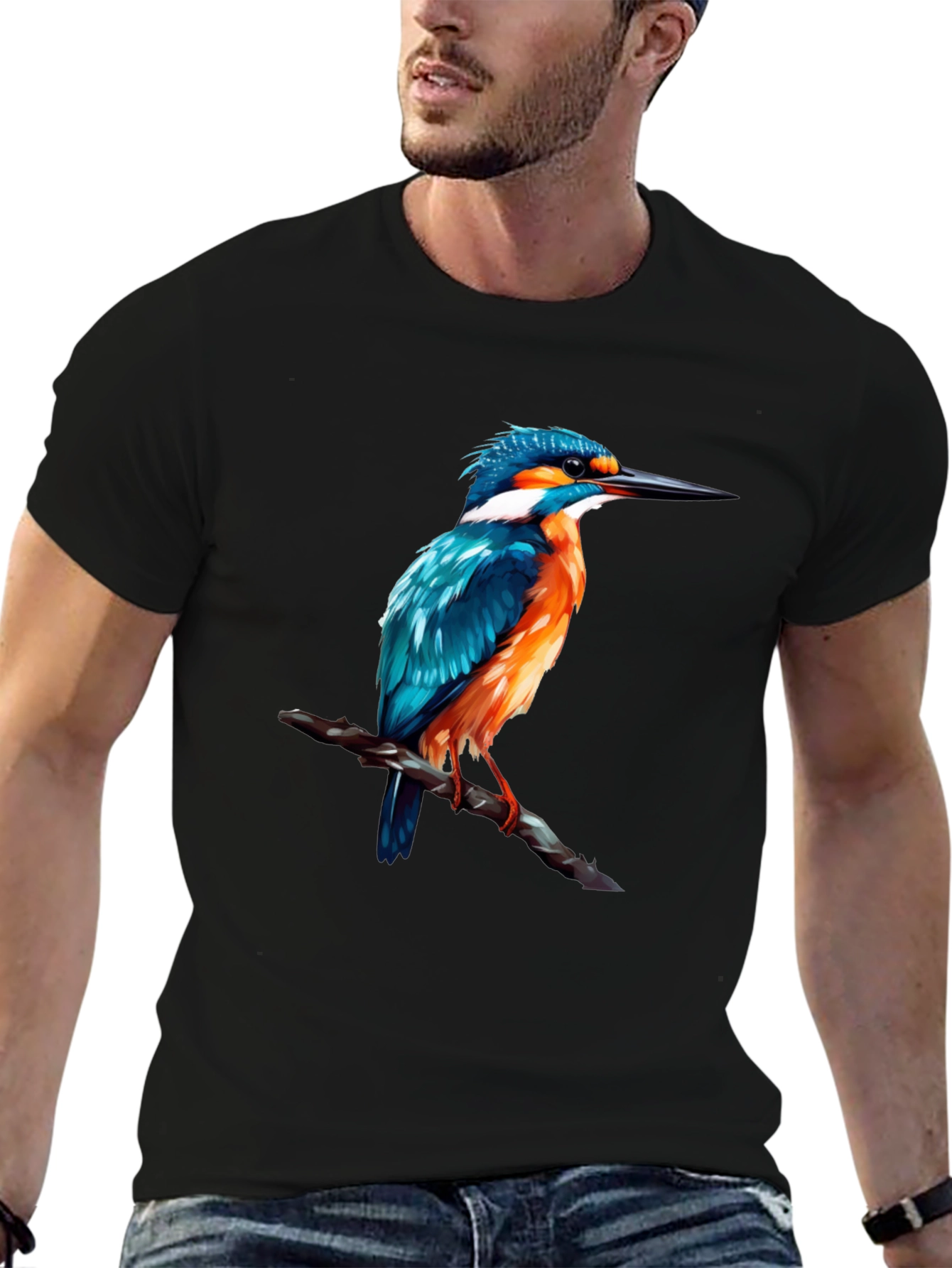 Kingfisher Bird Graphic Print T-Shirt
