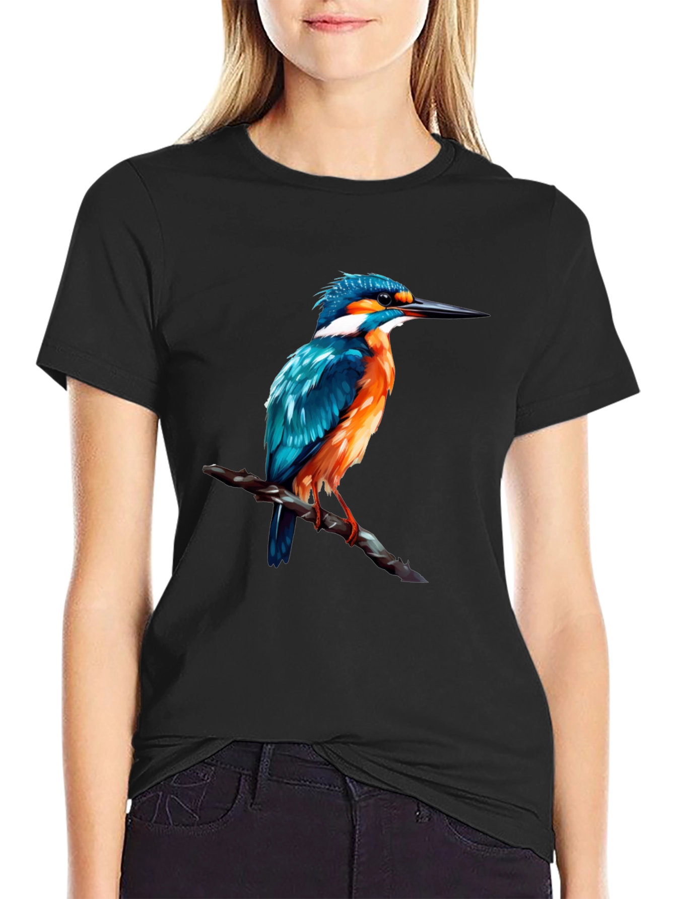 Kingfisher Bird Graphic Print T-Shirt