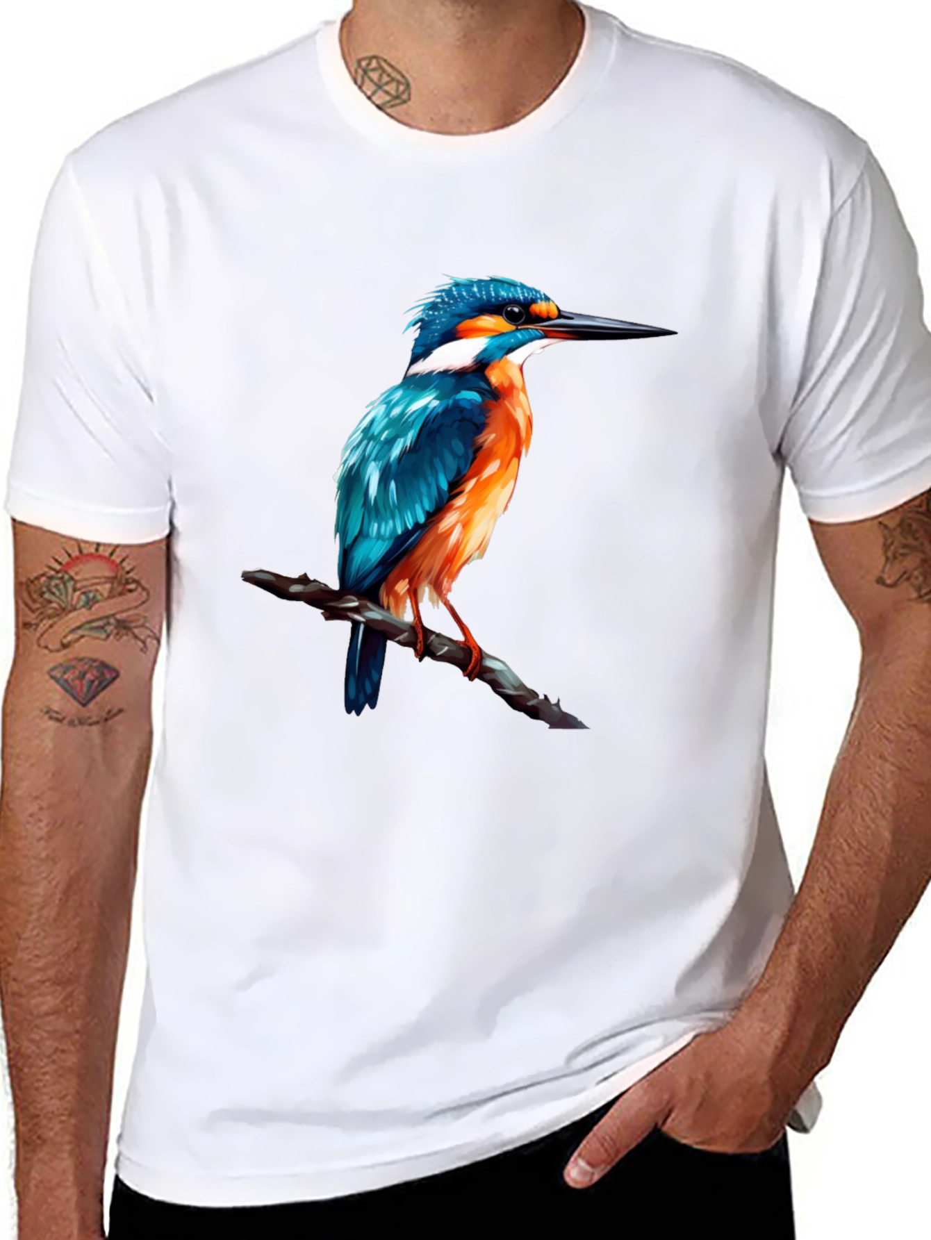 Kingfisher Bird Graphic Print T-Shirt