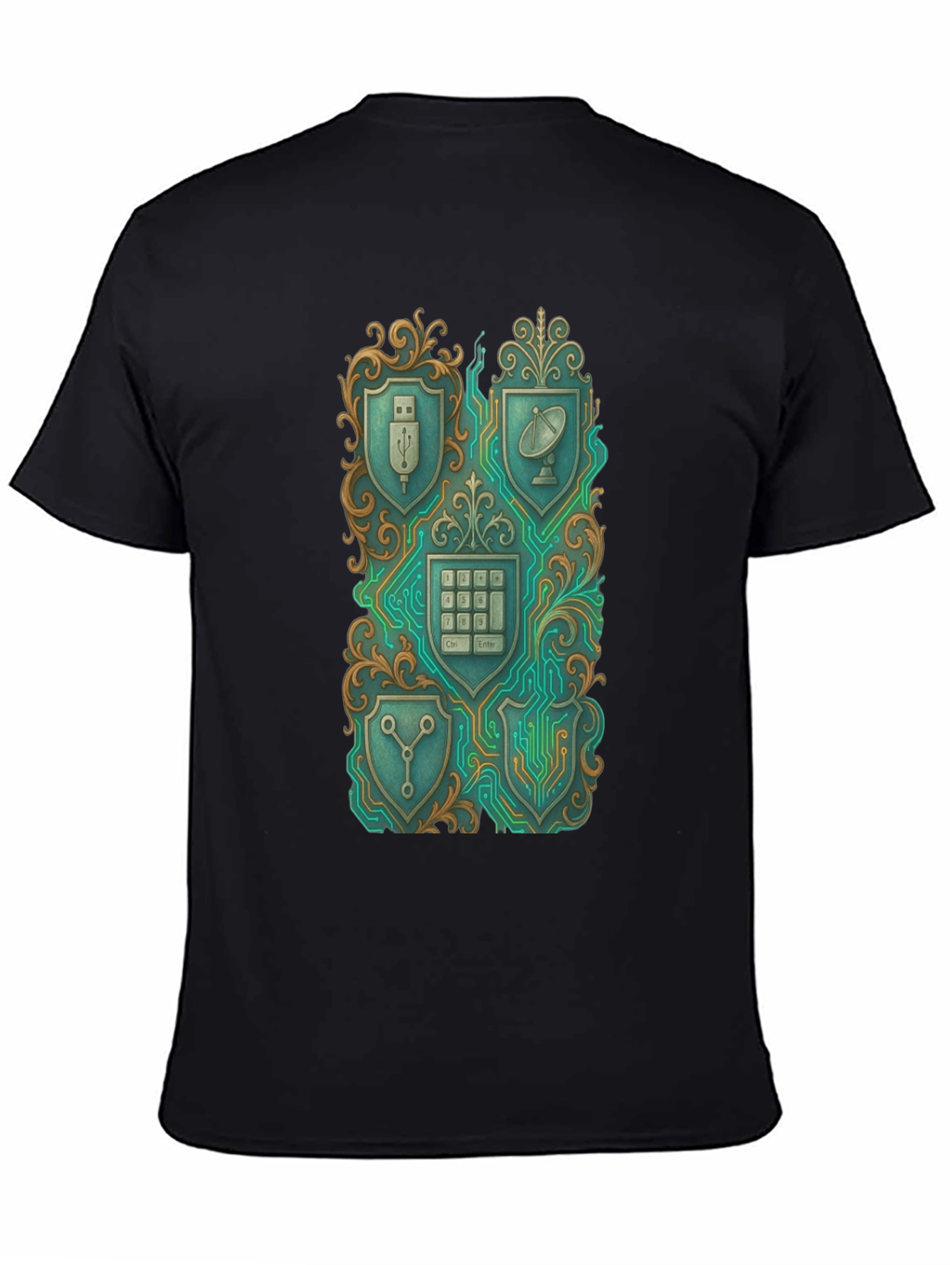 Tech Shield Tee - Gadget Crest Black T-Shirt